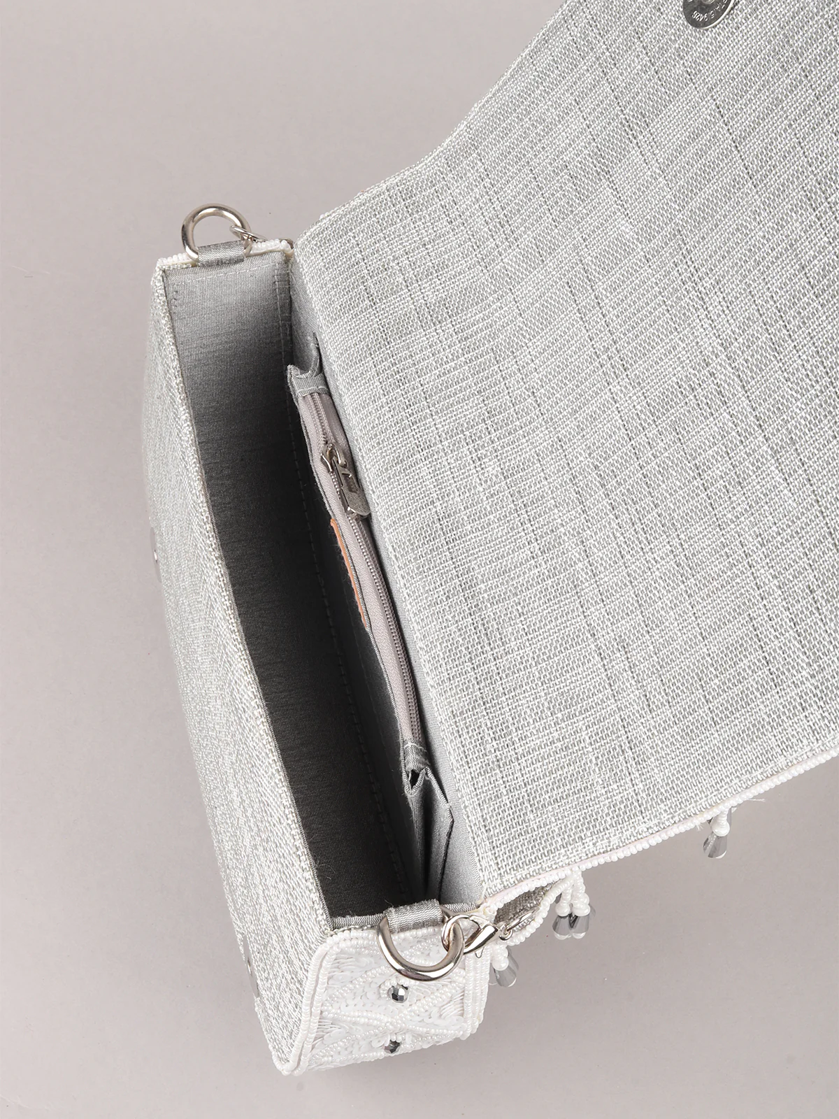 Odette White Embellished Clutch Bag For Women - Image 6