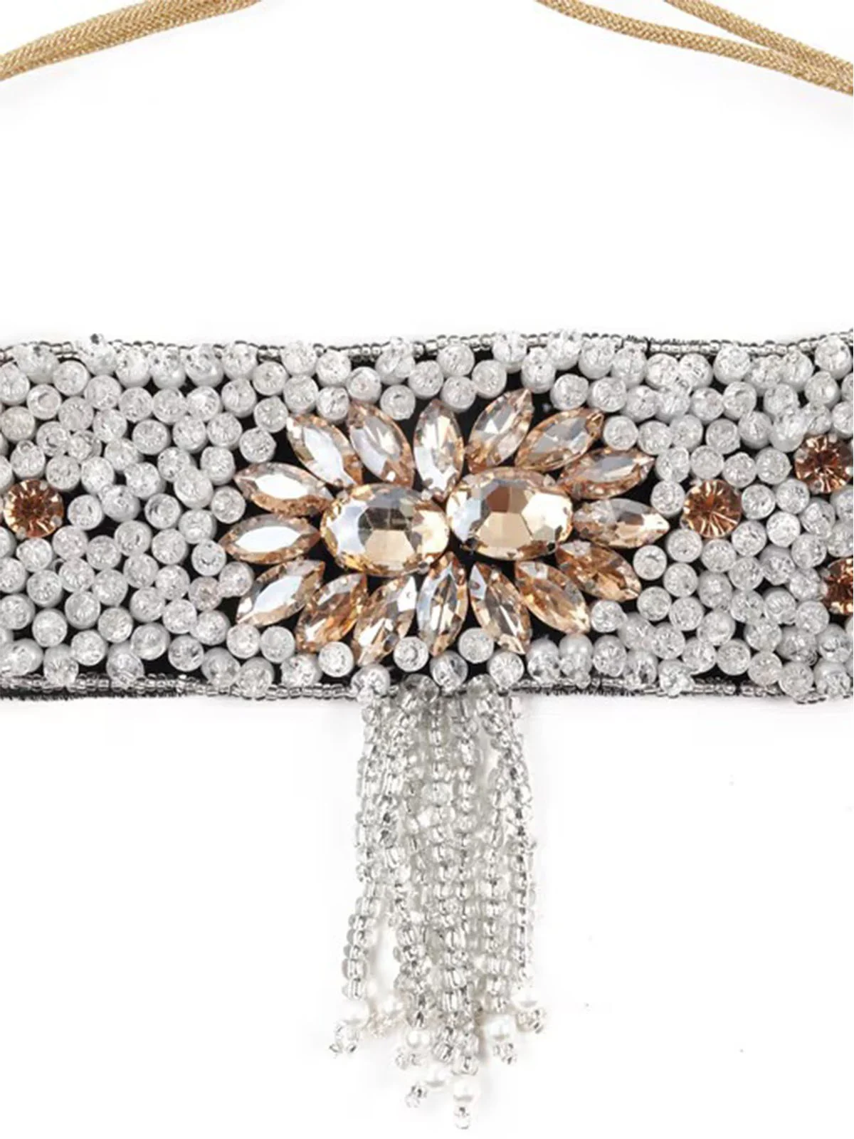 Odette White Embellished Rich Choker For Women - Image 4