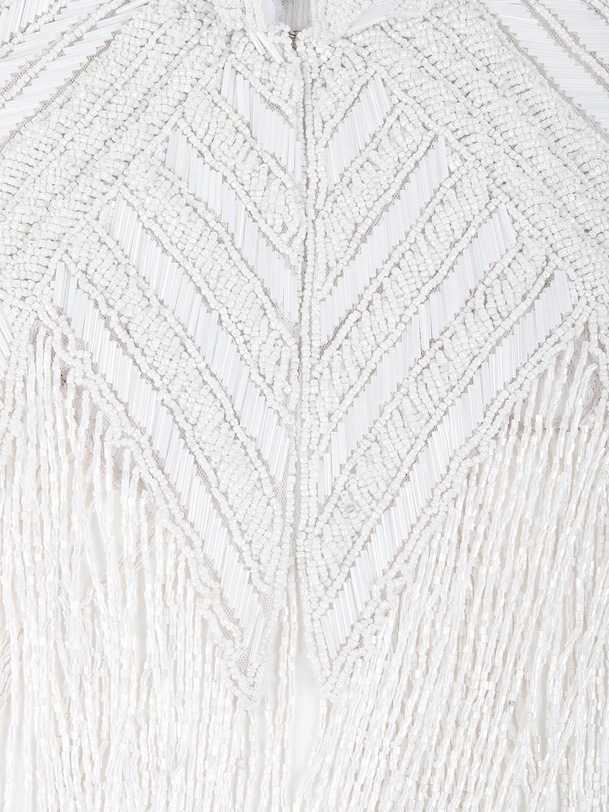 Odette White Embellished Tassels Cape for Women - Image 4