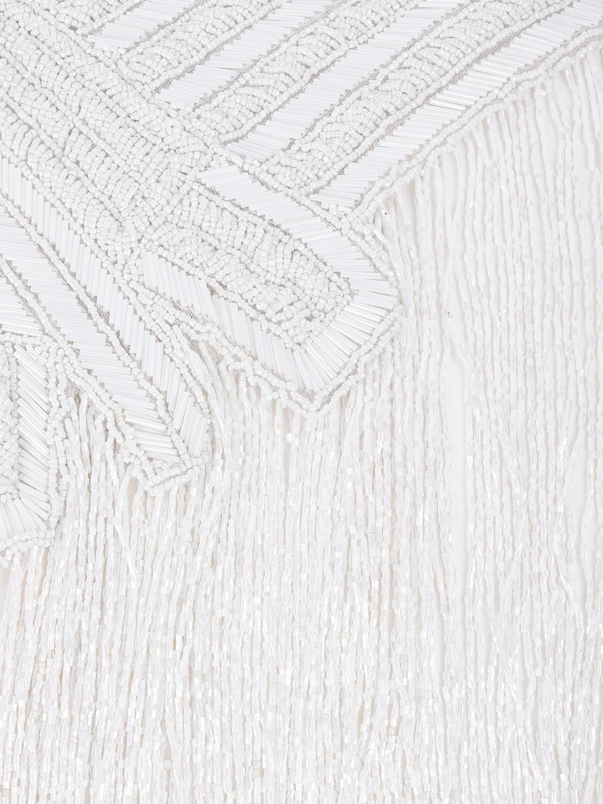 Odette White Embellished Tassels Cape for Women - Image 5