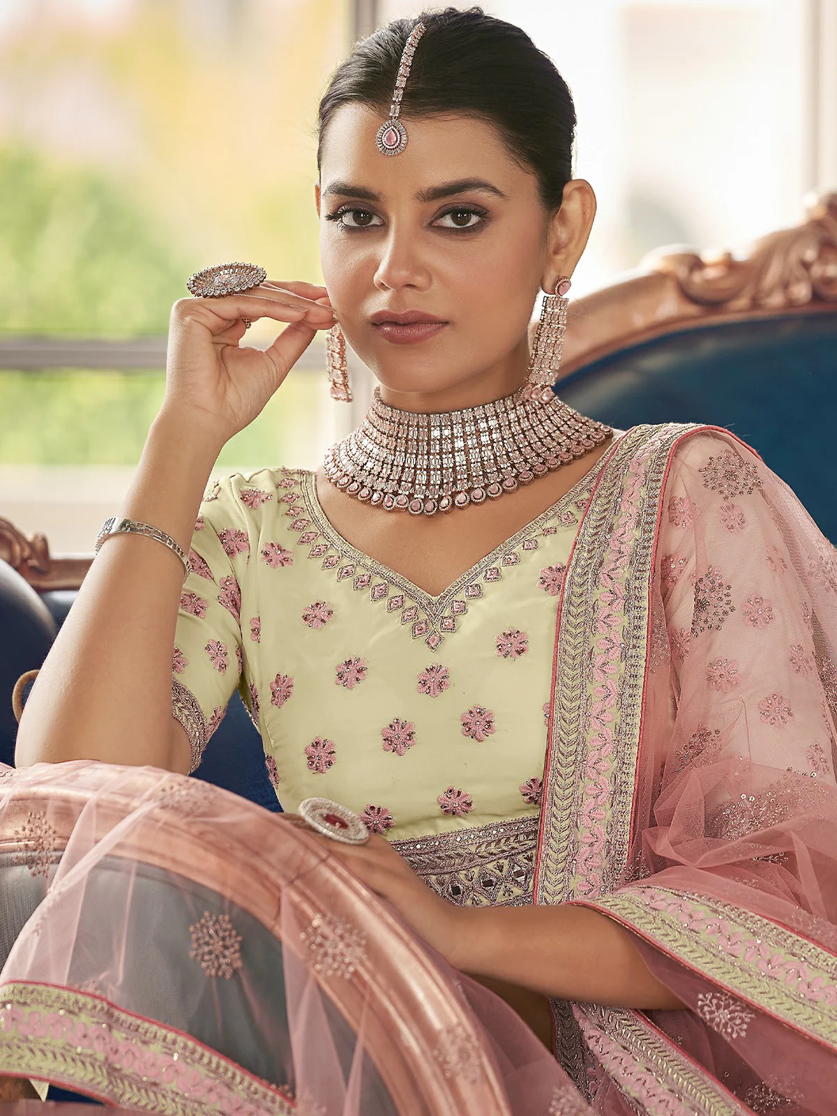 Odette White Embroidered Art Silk Semi Stitched Lehenga With Blouse For Women - Image 3