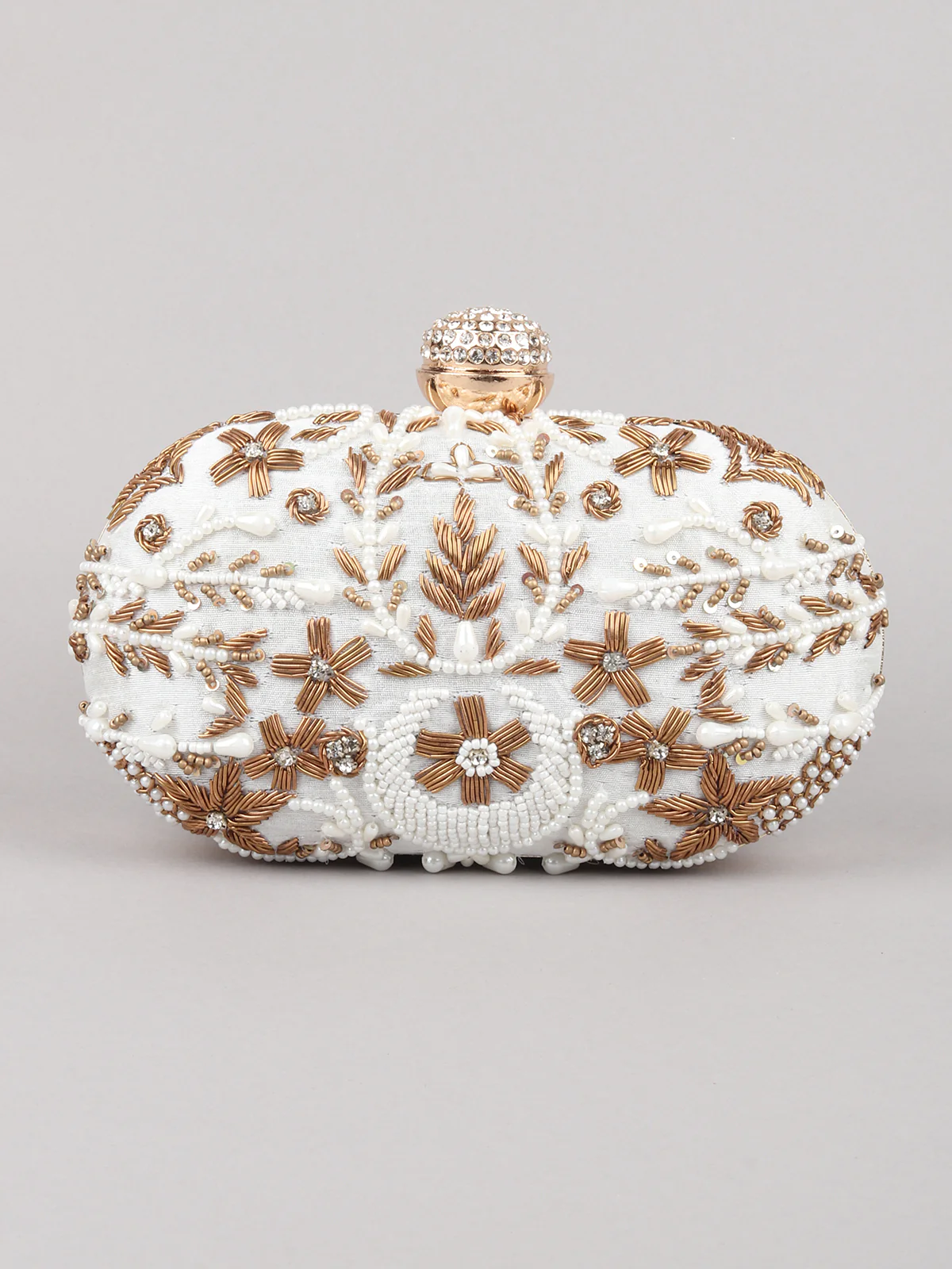 Odette White Embroidered Clutch Bag For Women - Image 3