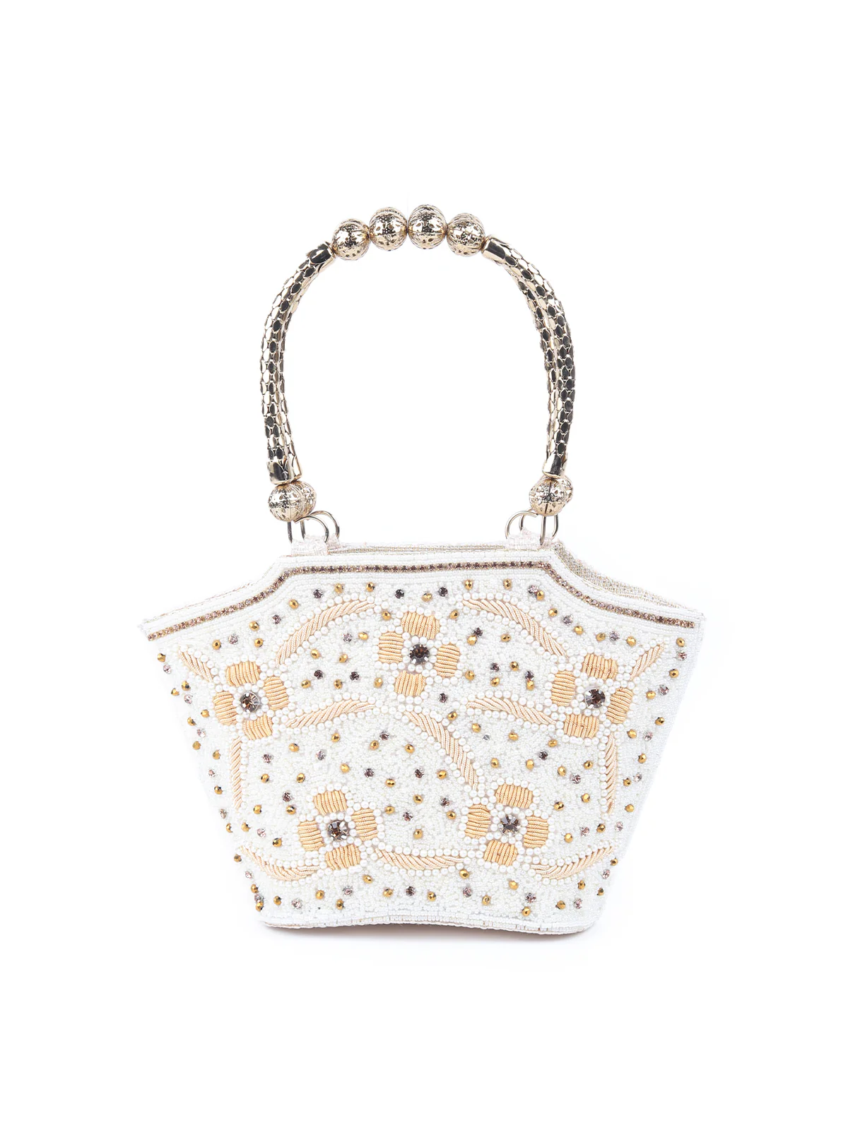 Odette White Embroidered Clutch Bag For Women - Image 3