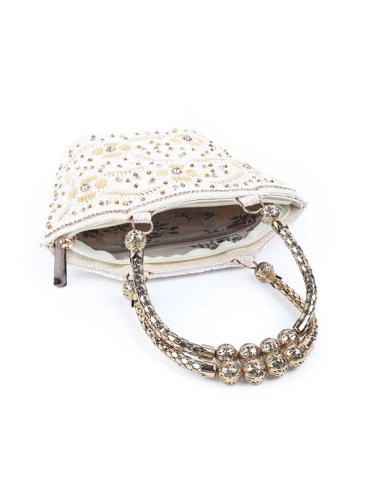 Odette White Embroidered Clutch Bag For Women - Image 5