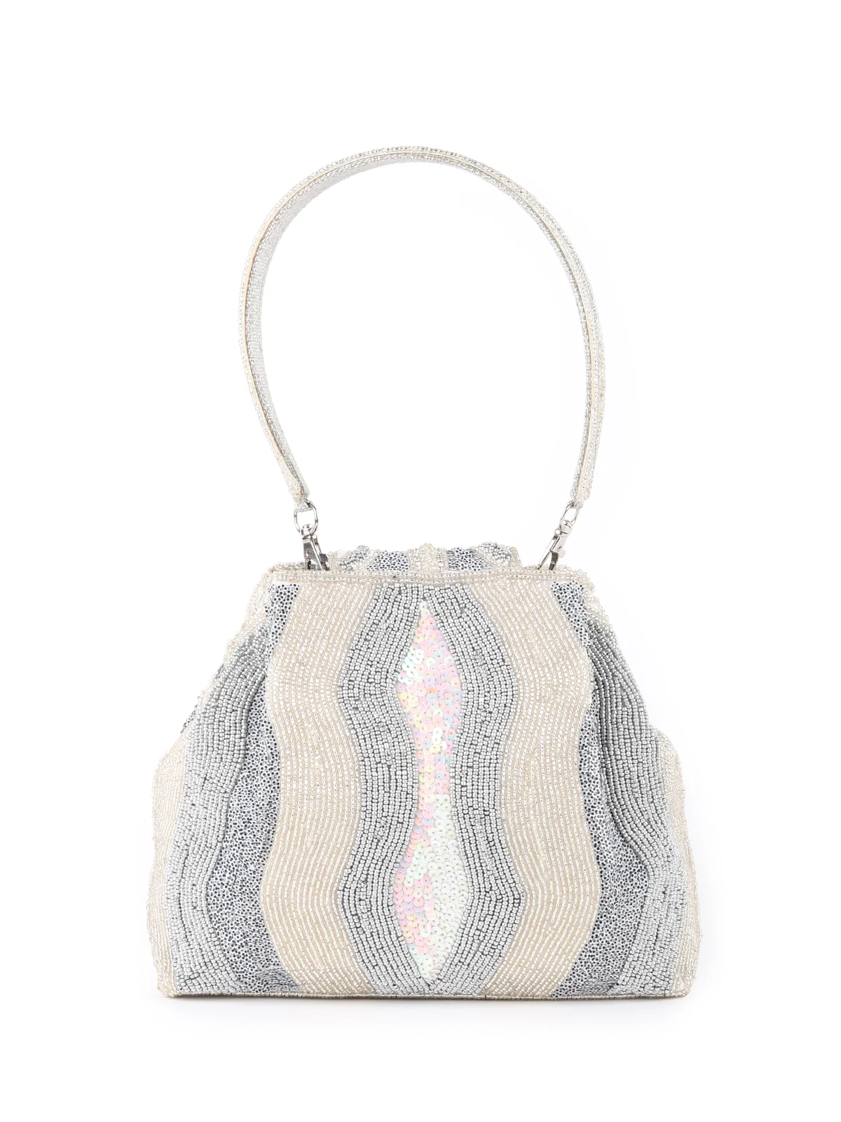 Odette White Embroidered Clutch Bag For Women - Image 5
