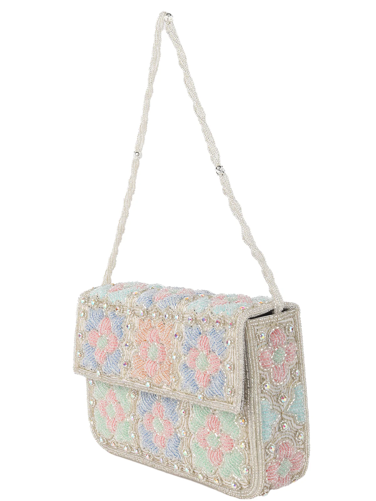 Odette Multicolor Embroidered Structured Clutch For Women - Image 4