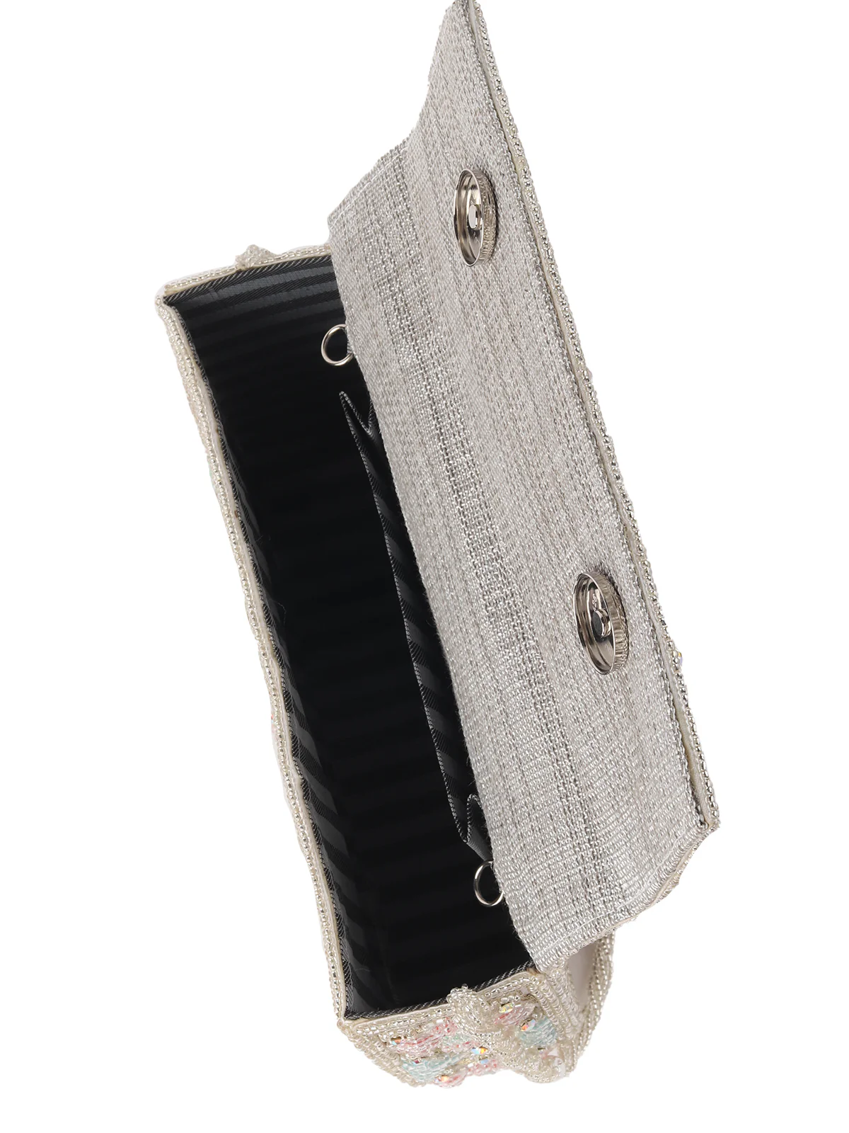 Odette Multicolor Embroidered Structured Clutch For Women - Image 6