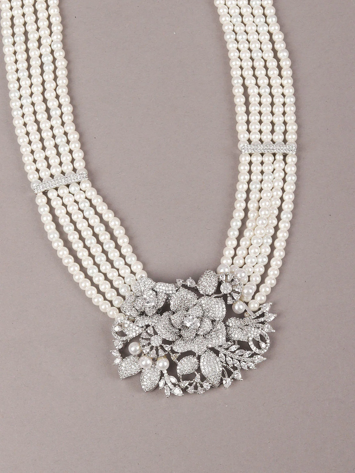 Odette White Faux Pearl Choker Neck Piece With Bracelet For Women - Image 4