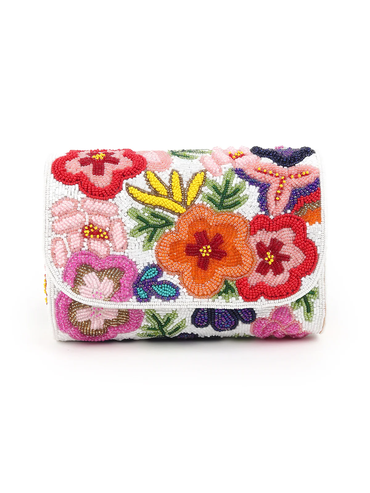 Odette White Floral Embroidered Clutch For Women - Image 3