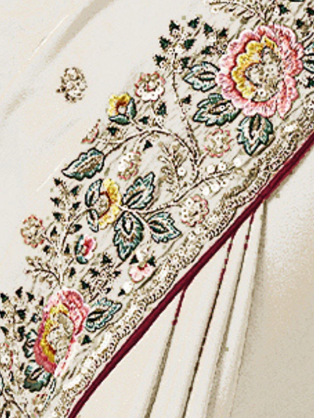 Odette White Georgette Embroidered Elegant Saree For Women - Image 4