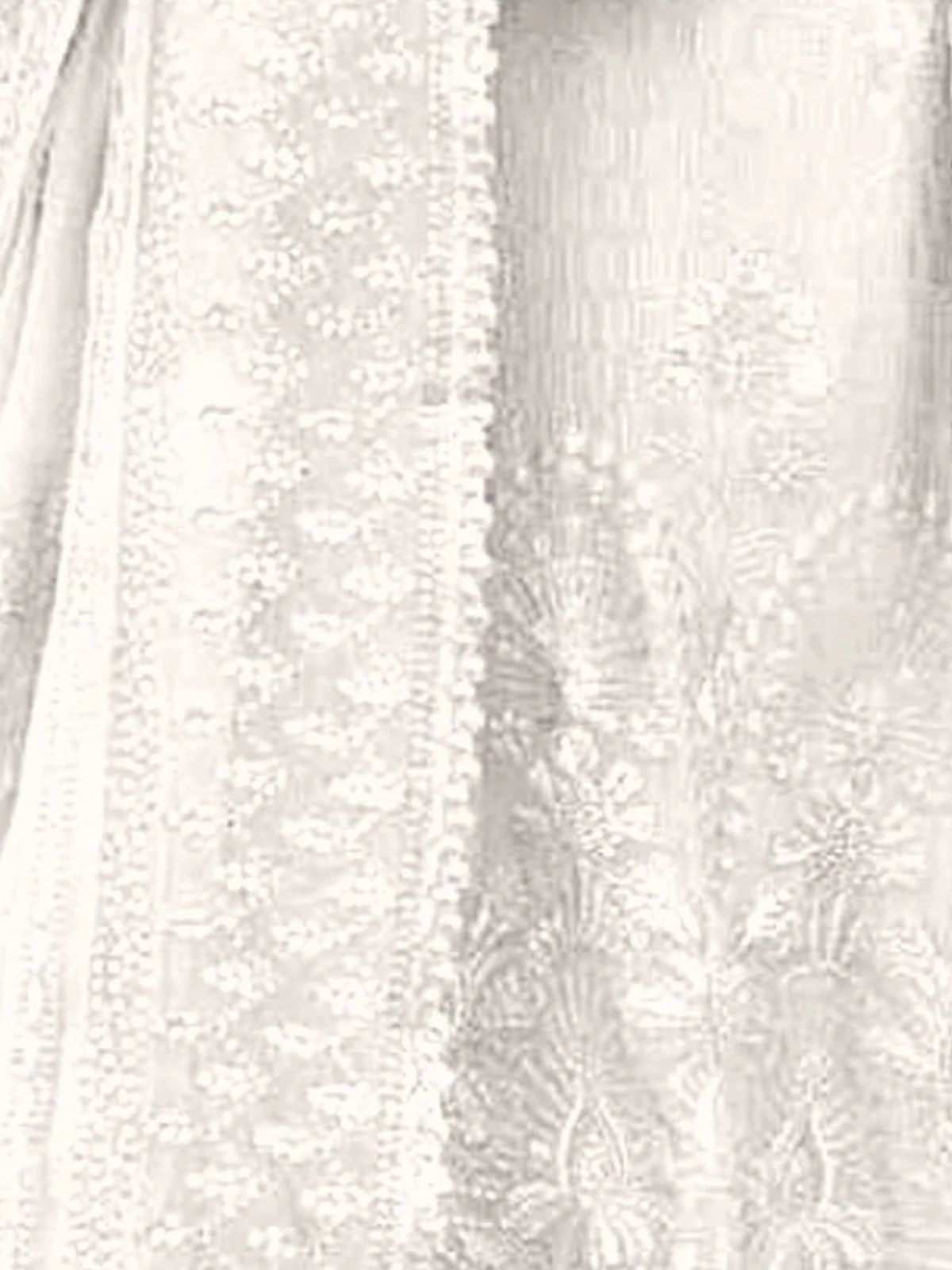 Odette White Georgette Embroidered Semi-Stitched Kurta Set For Women - Image 3
