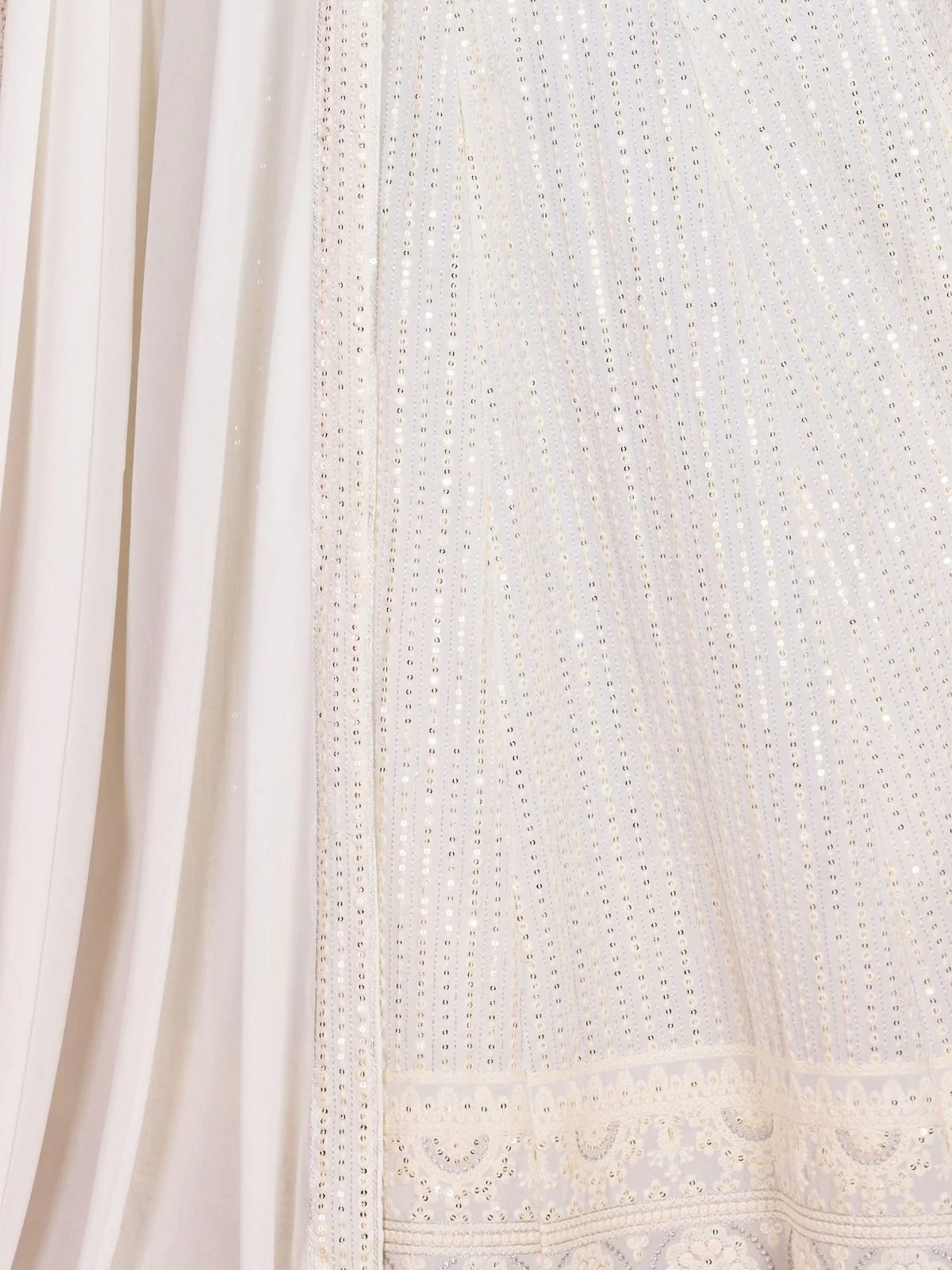 Odette White Georgette Embroidered Semi-Stitched Lehenga For Women - Image 6