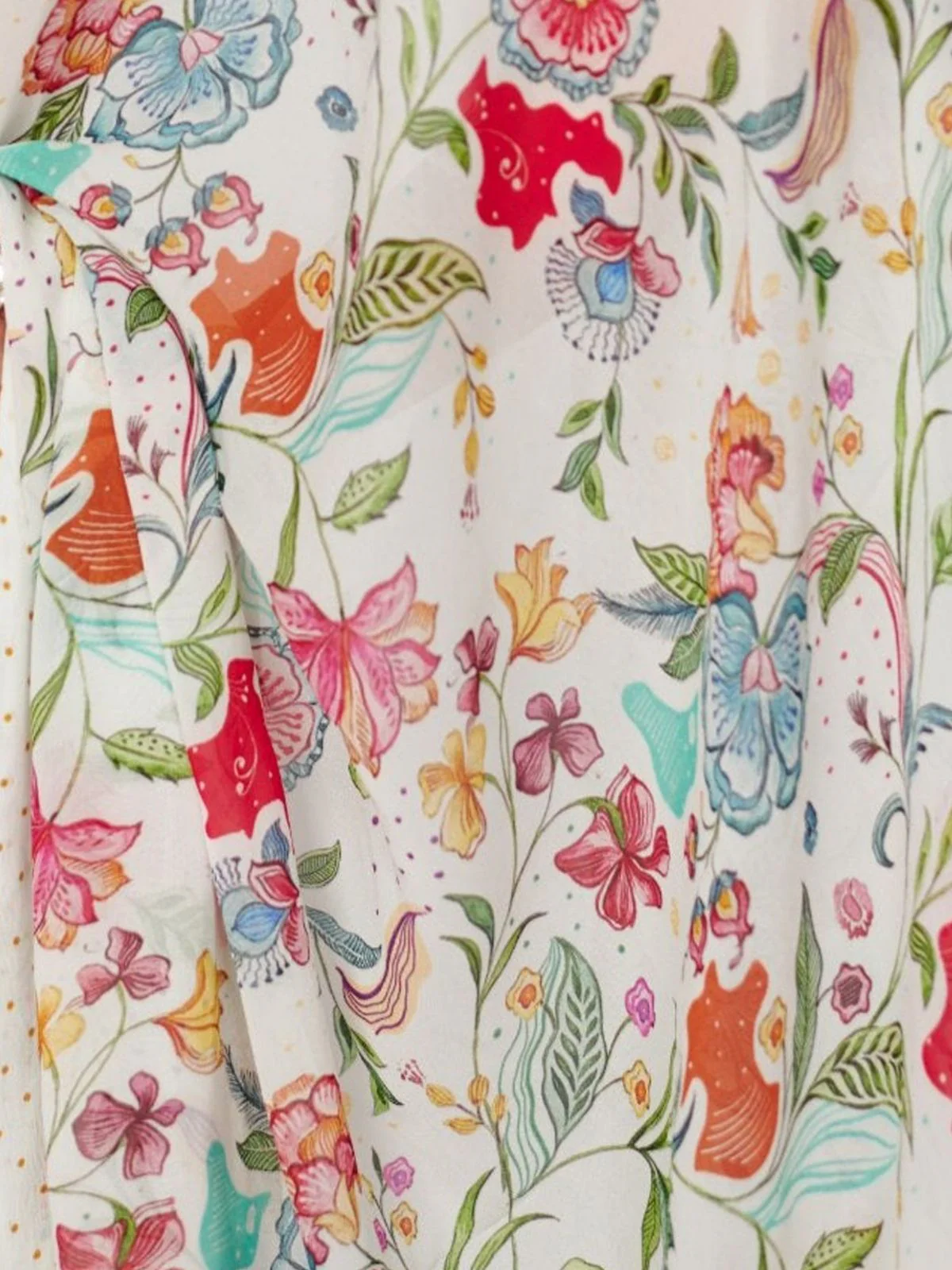 Odette White Georgette Printed Saree With Unstitched Blouse For Women - Image 5
