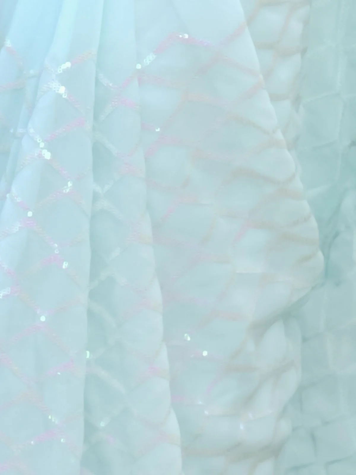 Odette White Georgette Sequins Saree With Unstitched Blouse For Women - Image 3