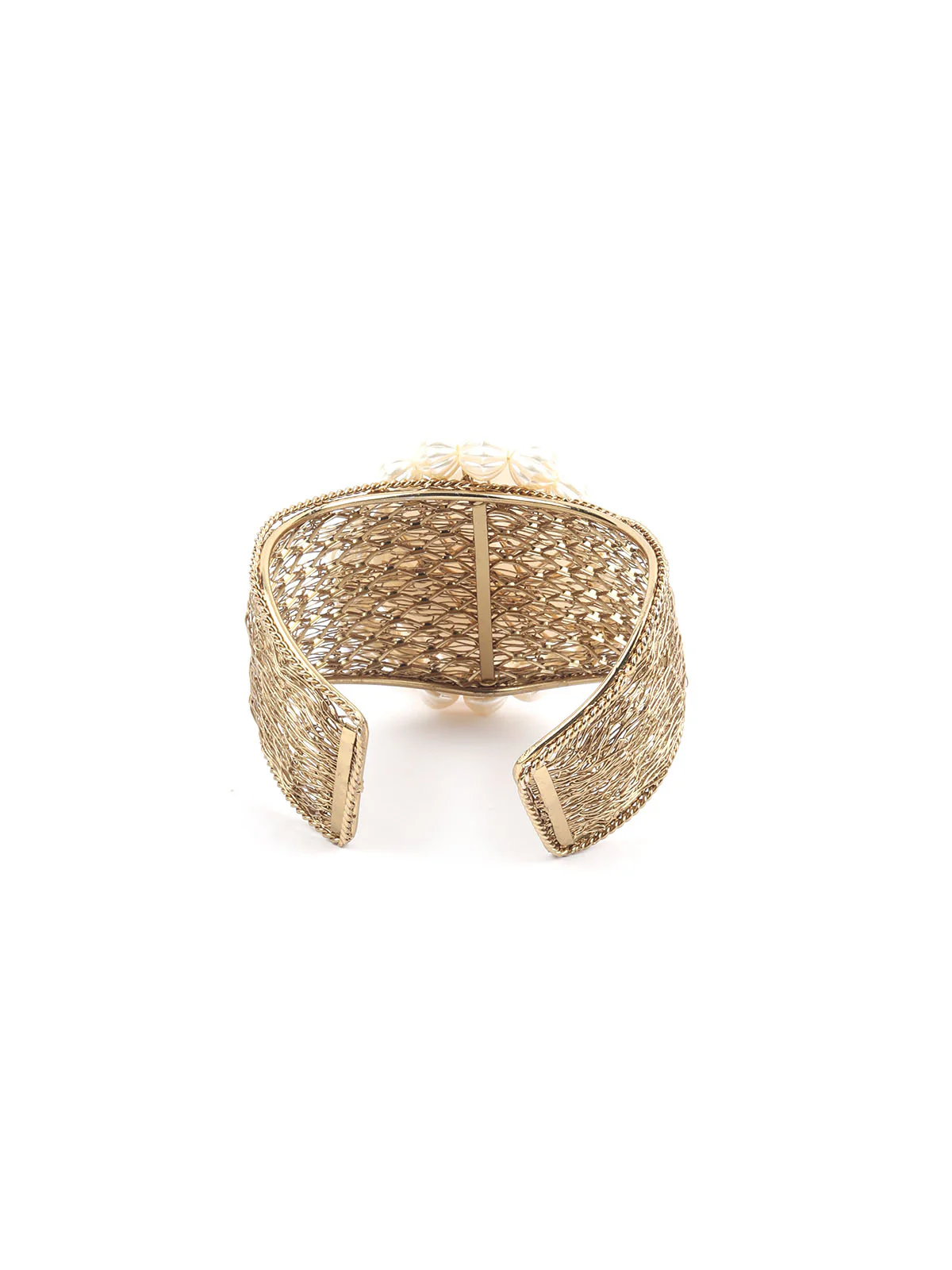 Odette White & Gold Alloy Embellished Bracelet For Women - Image 5