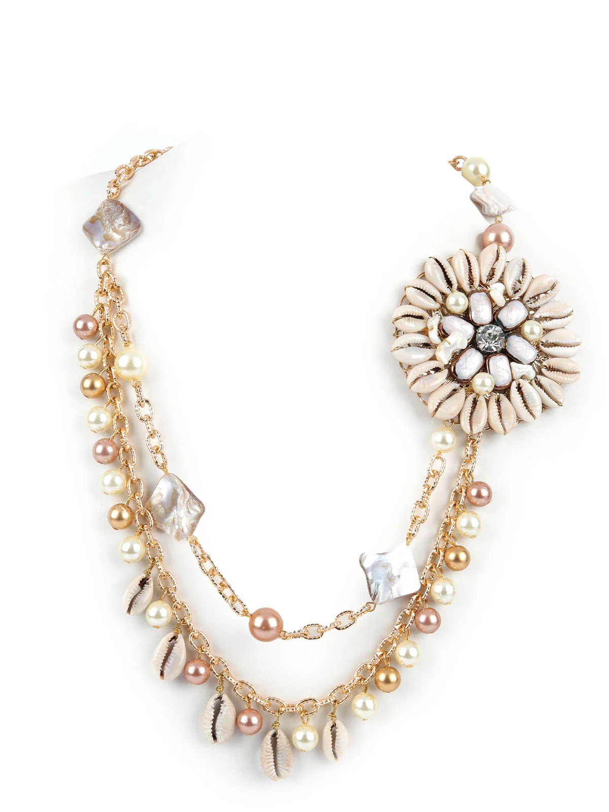 Odette White & Golden Alloy Embellished Jewellery Set For Women - Image 5