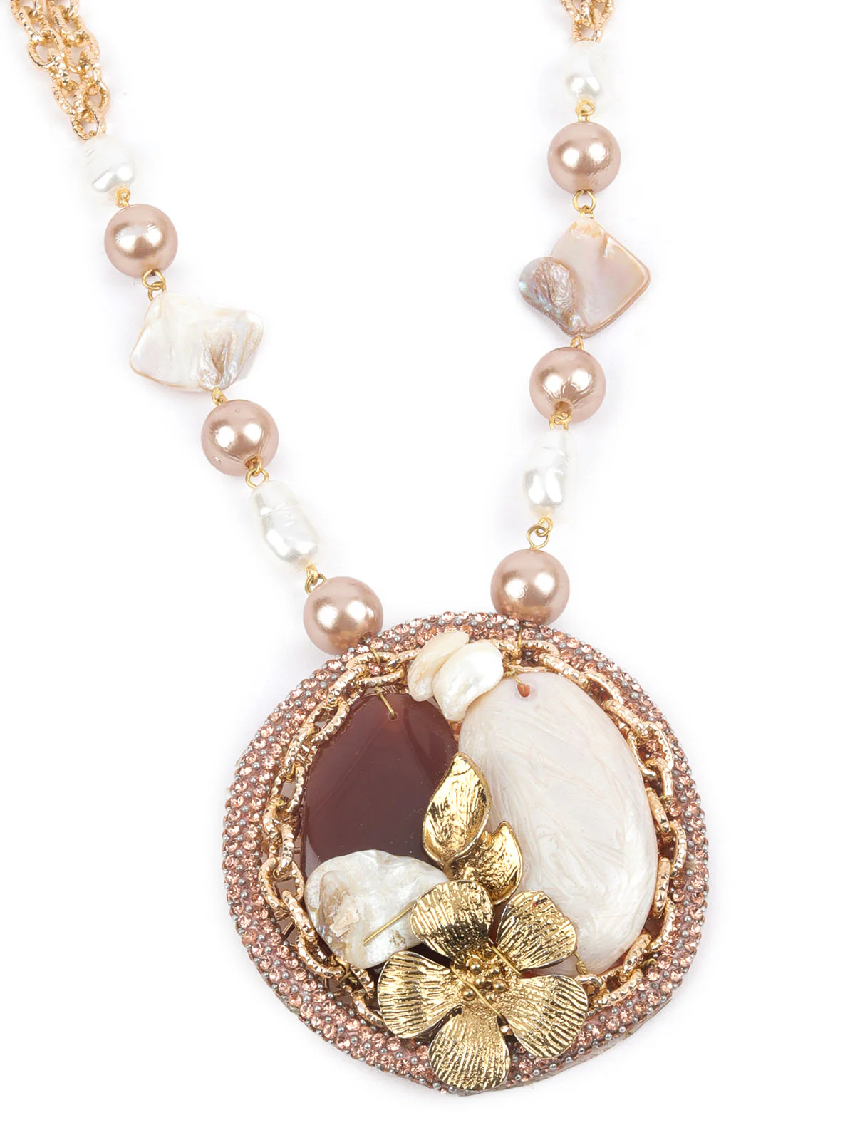 Odette White & Golden Alloy Embellished Jewellery Set For Women - Image 5