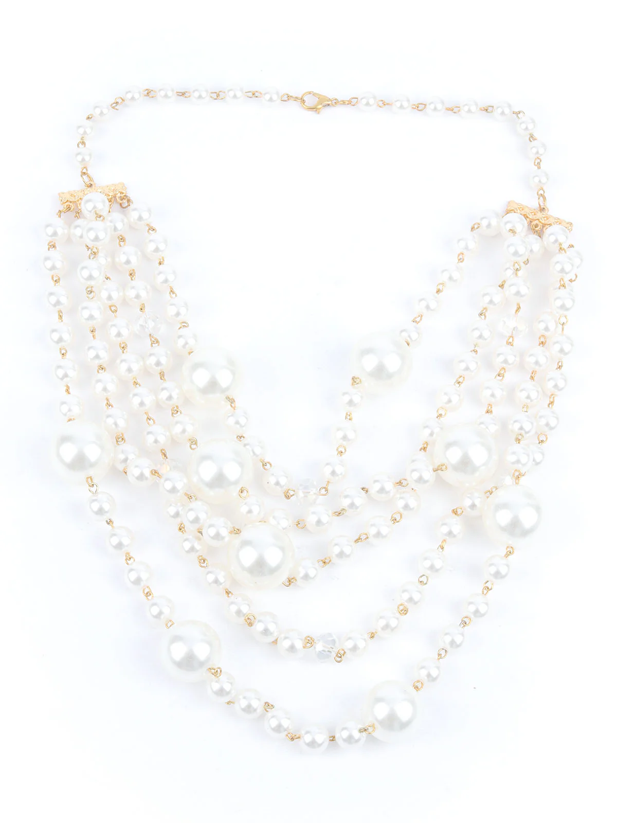 Odette White & Golden Alloy Embellished Neckpiece For Women - Image 3
