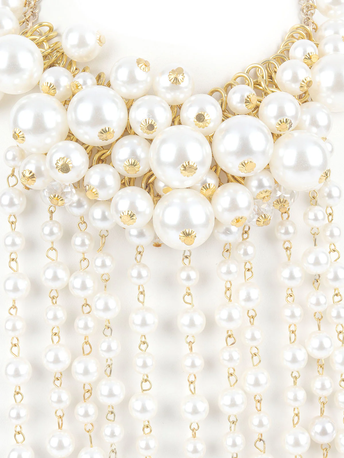 Odette White & Golden Alloy Embellished Neckpiece For Women - Image 4