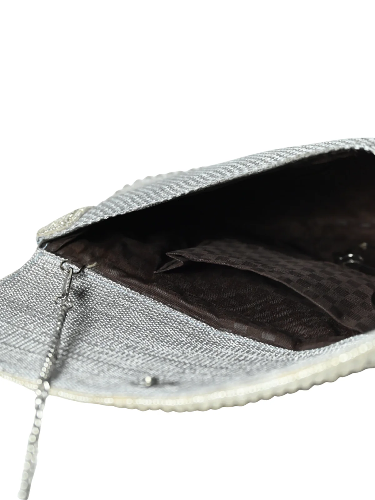 Odette White Jute Embellished Clutch For Women - Image 7