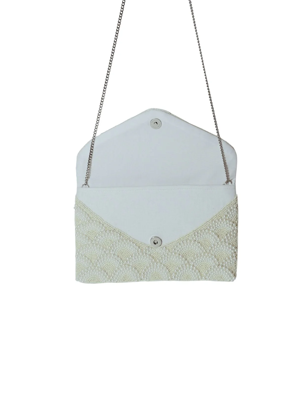 Odette White Jute Embellished Clutch For Women - Image 5