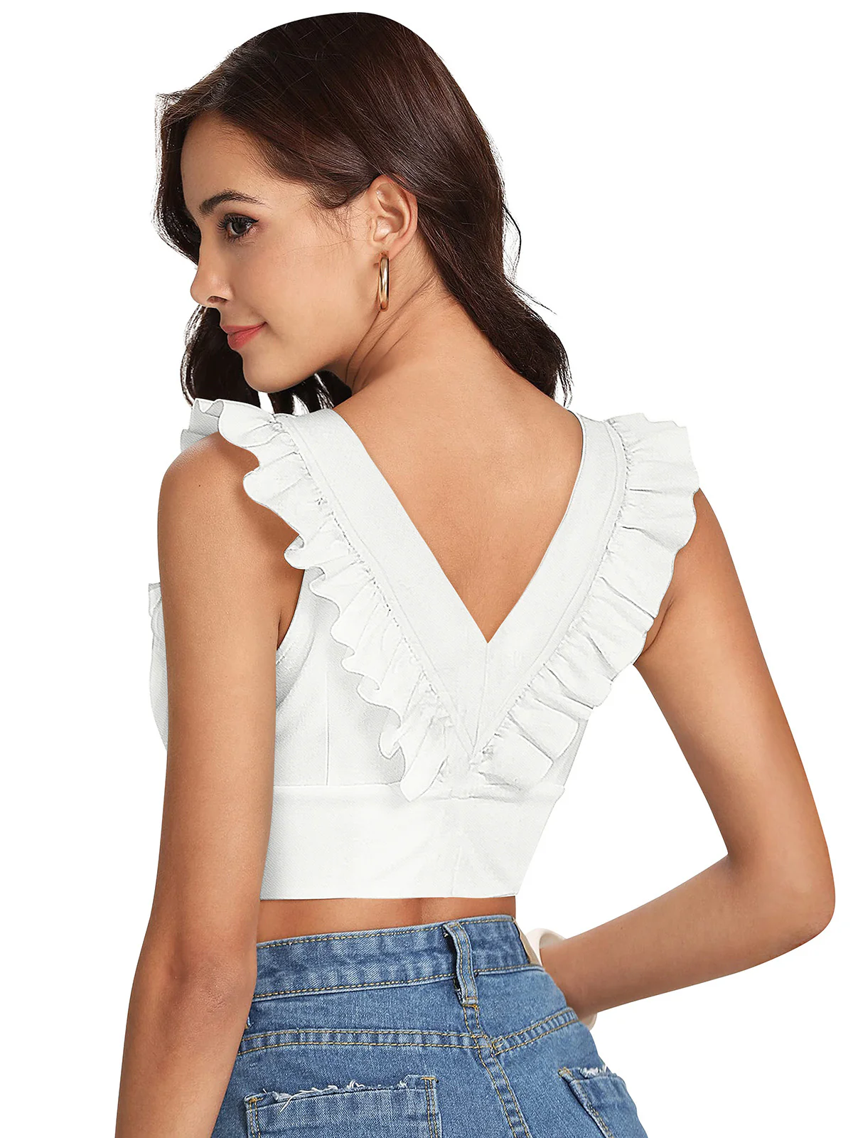 Odette White Knit Fabric Top For Women - Image 4