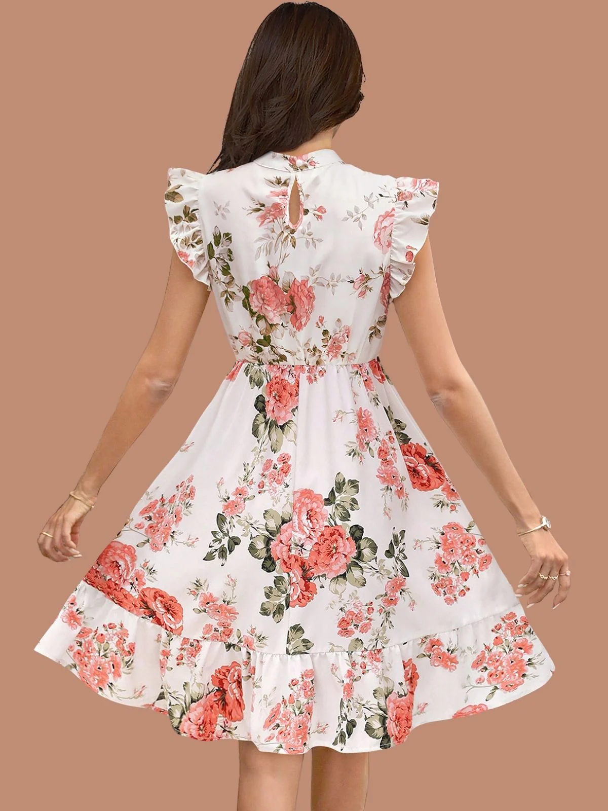 Odette White Knitted Printed Dress For Women - Image 3