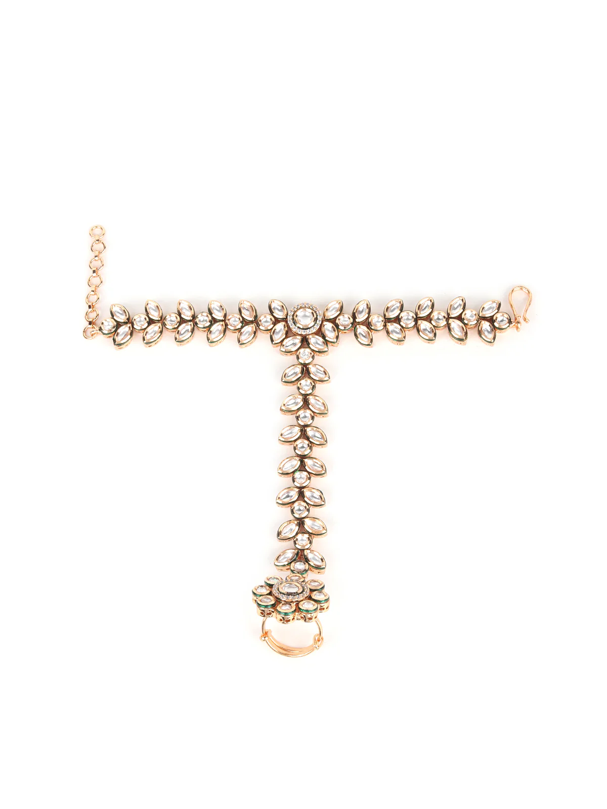 Odette White Kundan Ring Bracelet for Women - Image 3