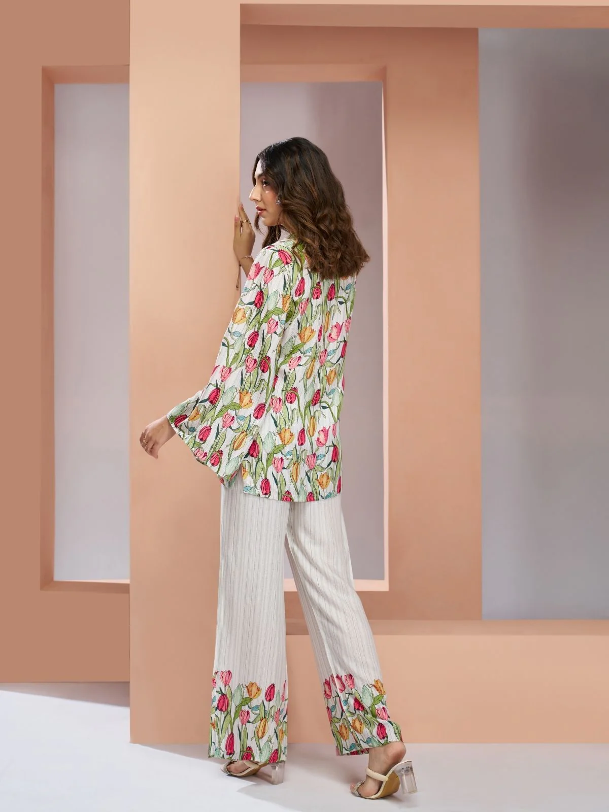 Odette White Linen Printed Stitched Co-Ord Set For Women - Image 2