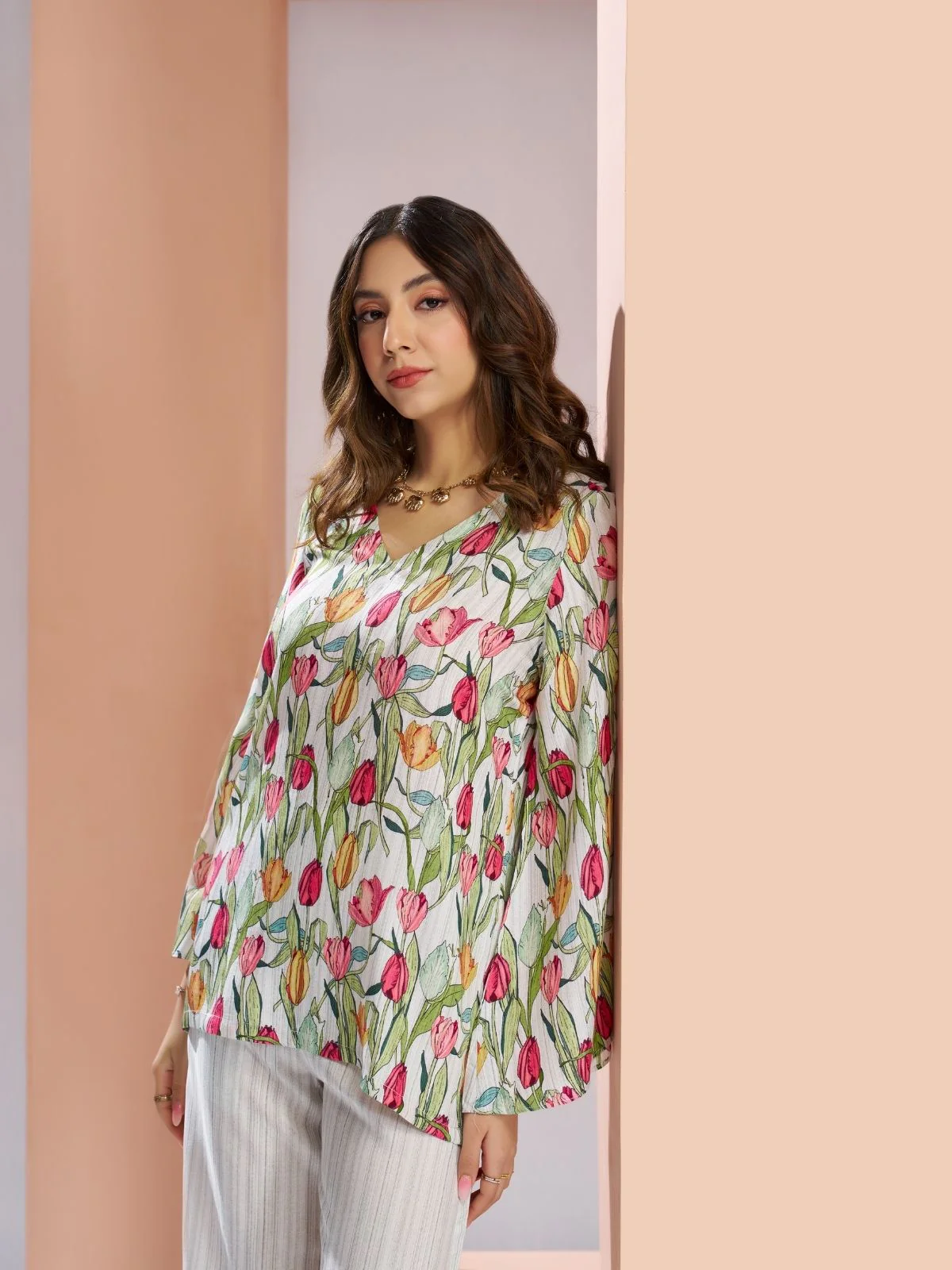 Odette White Linen Printed Stitched Co-Ord Set For Women - Image 6