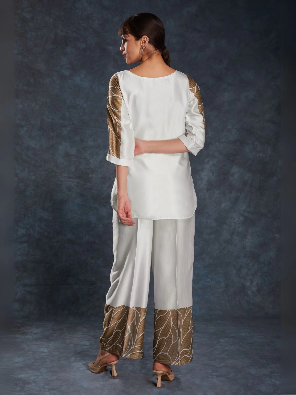Odette White Linen Printed Stitched Co-Ord Set For Women - Image 5