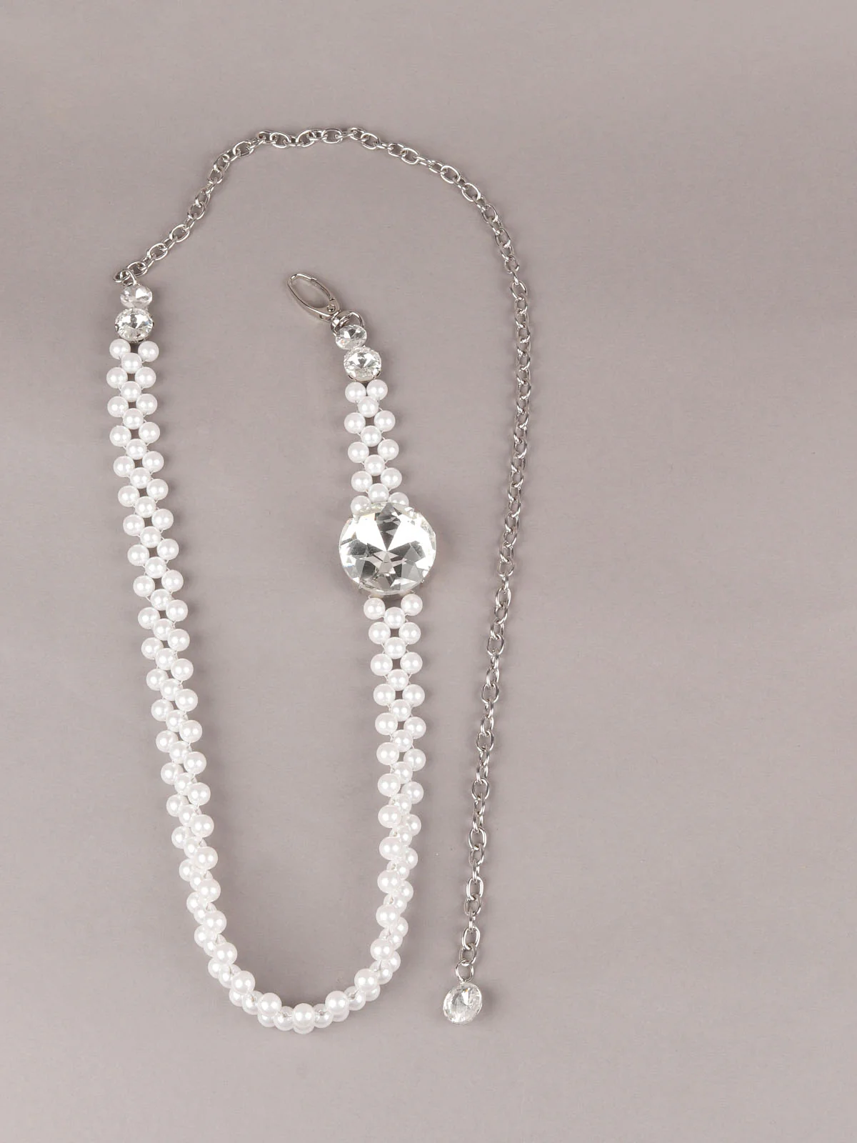 Odette White Metal Faux Pearls Waist Belt for Women - Image 5
