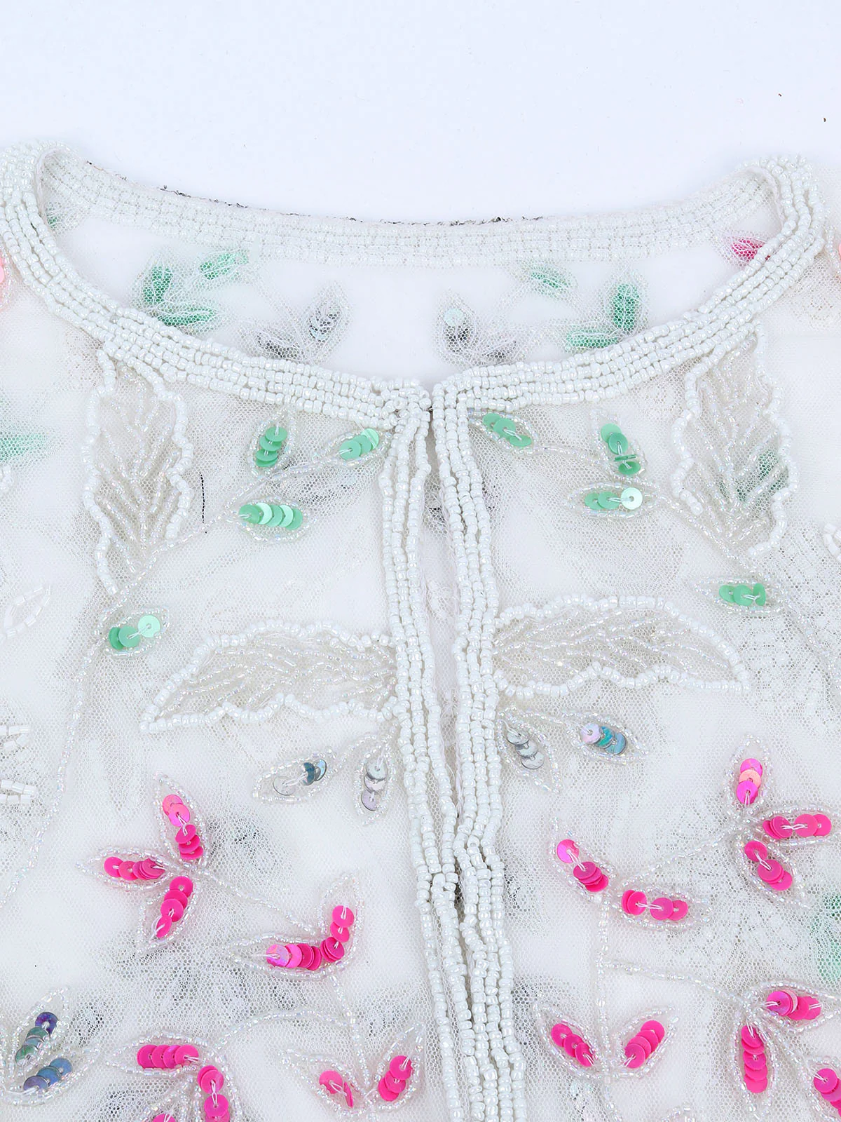 Odette White Net Embellished Cape For Women - Image 5