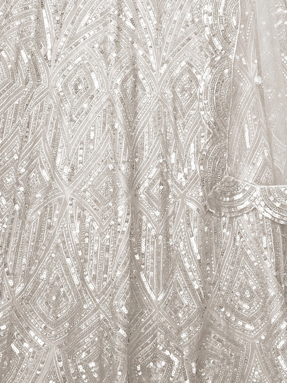 Odette White Net Embellished Semi Stitched Lehenga With Unstitched Blouse for Women - Image 5