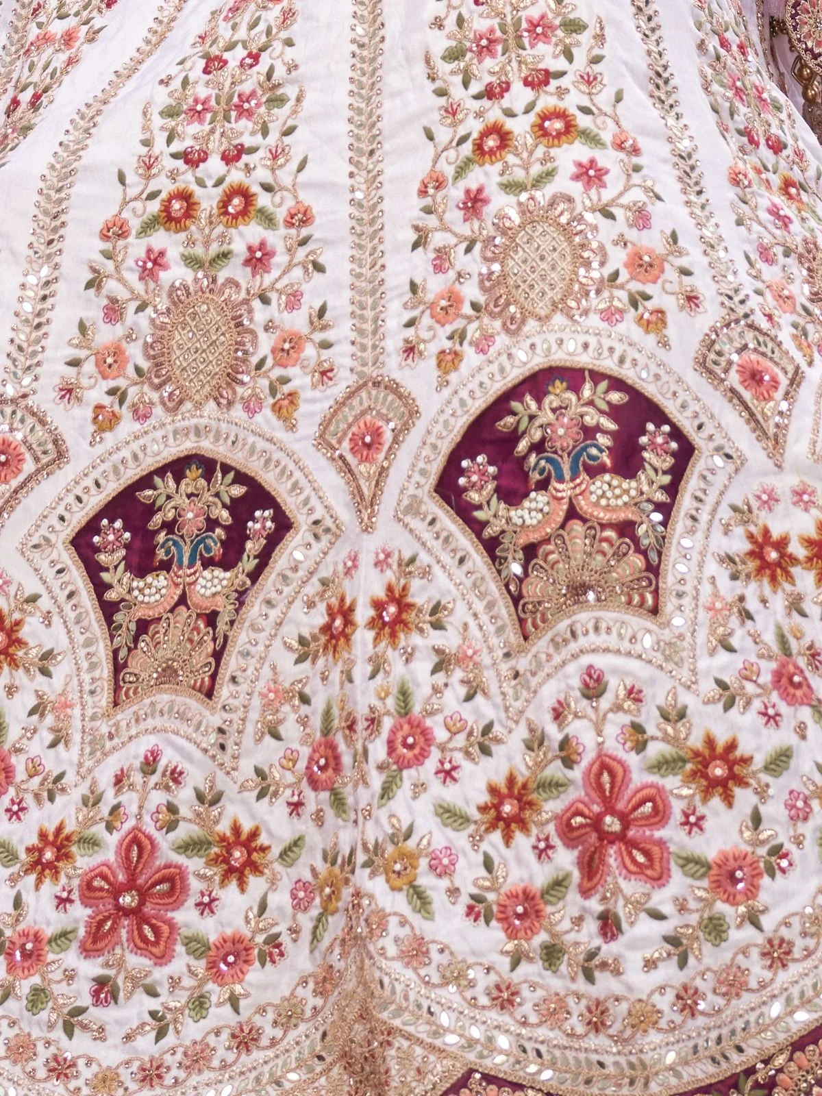 Odette White Organza  Embroidered Semi-Stitched Lehenga With Unstitched Blouse For Women - Image 6