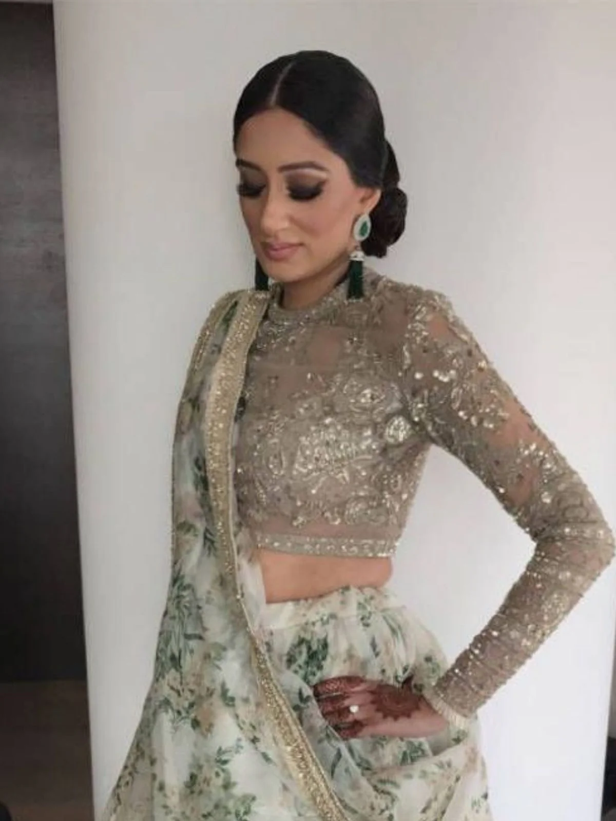 Odette White Organza Printed Semi-Stitched lehenga For Women - Image 3