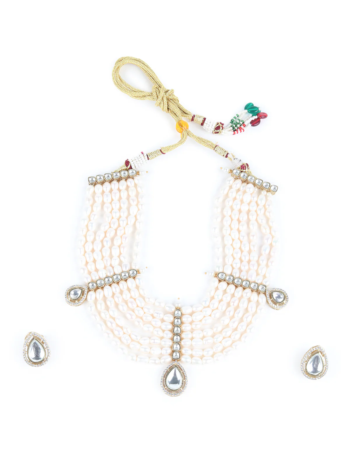 Odette White Pearl and Kundan Choker Set for Women - Image 3