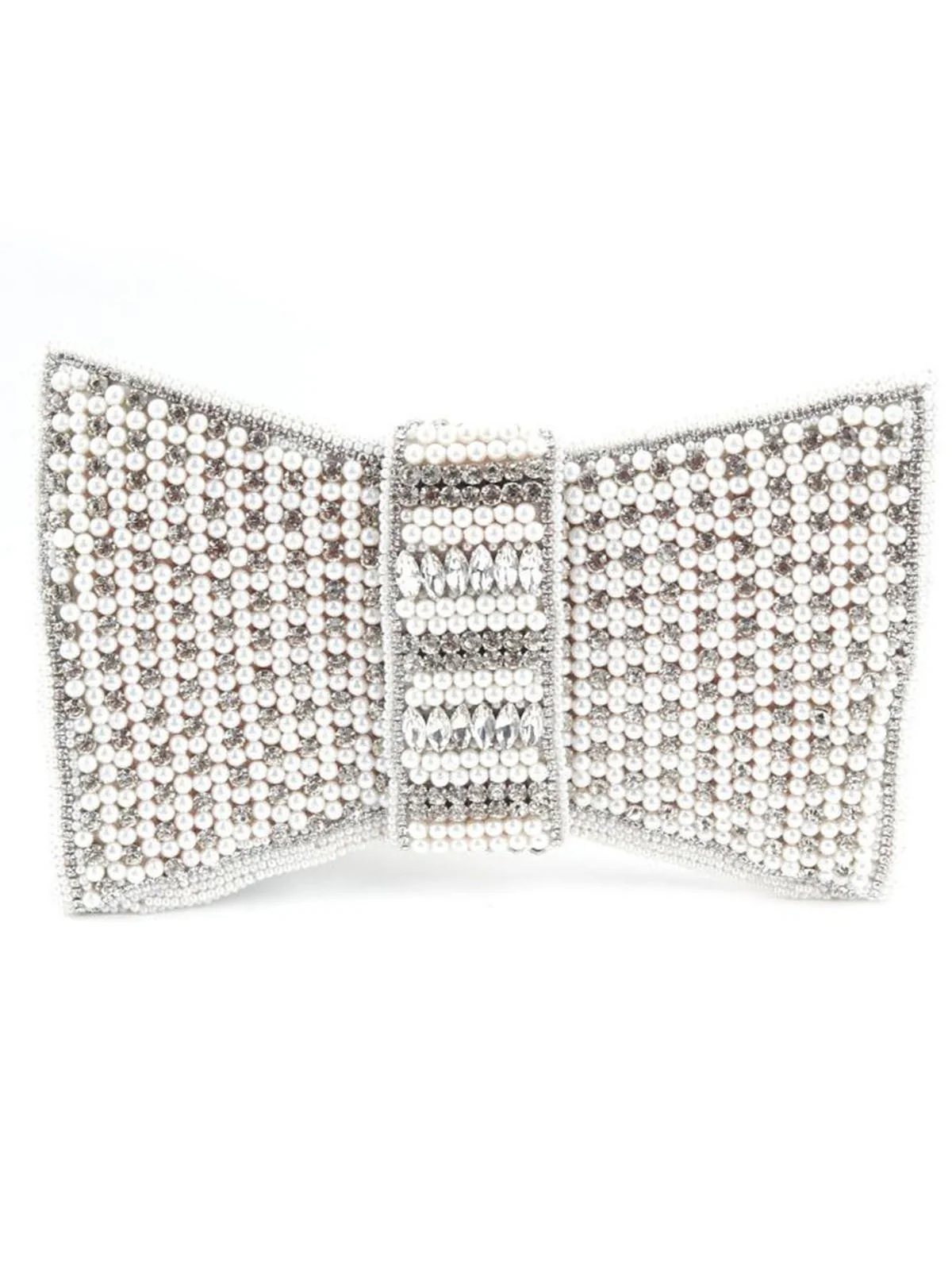 Odette White Pearl Beaded And Silver Rhinestone Clutch. - Image 3