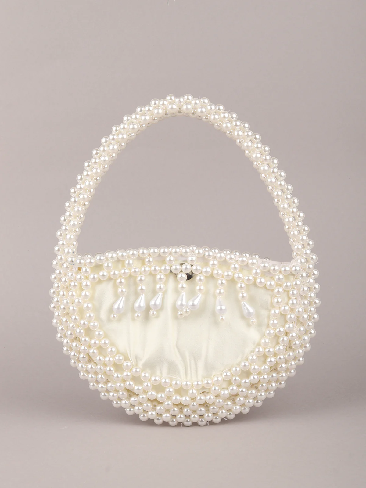 Odette White Pearl Embroidered Clutch for Women - Image 5