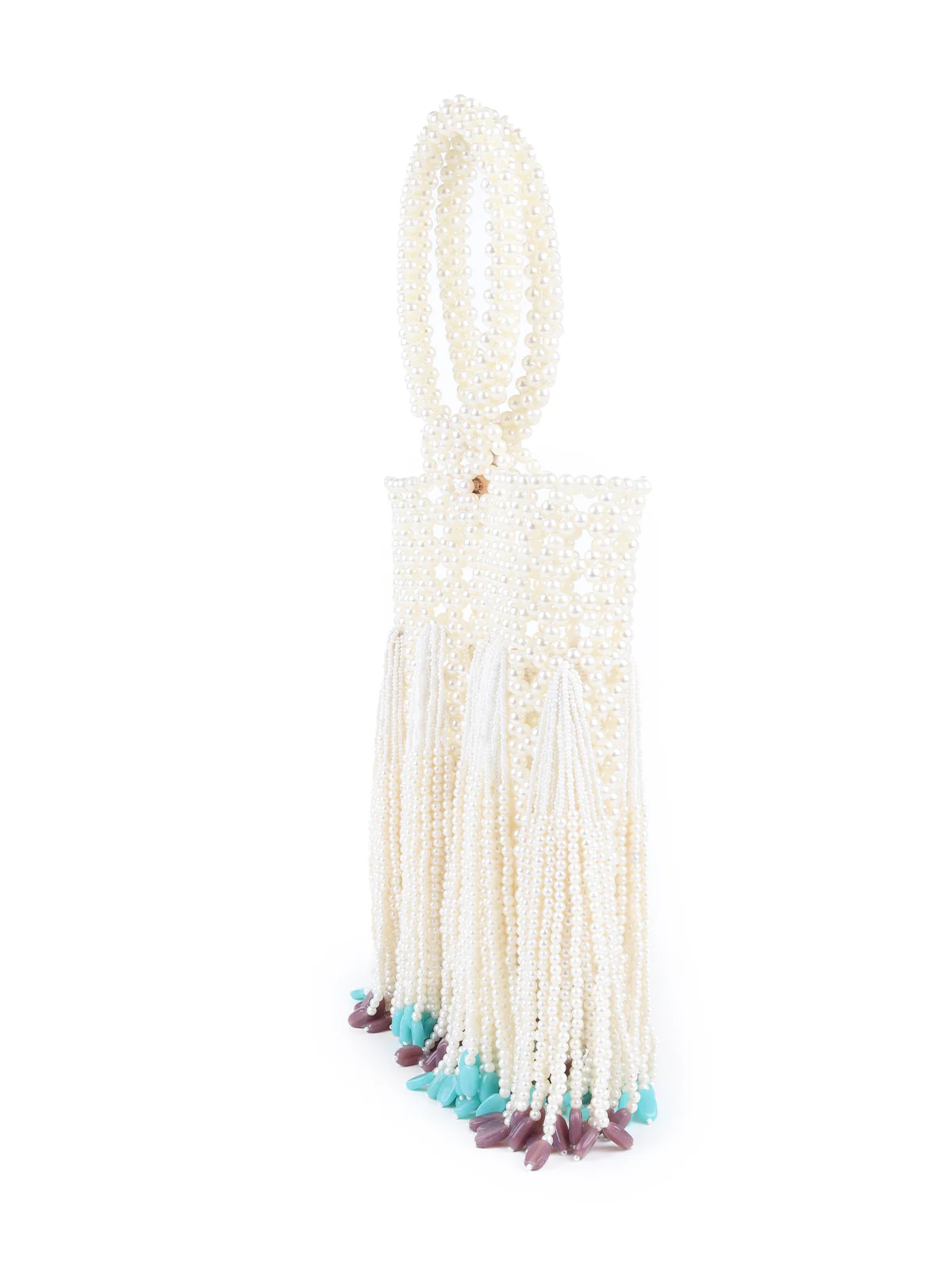 Odette White Pearls Embroidered Clutch for Women - Image 4