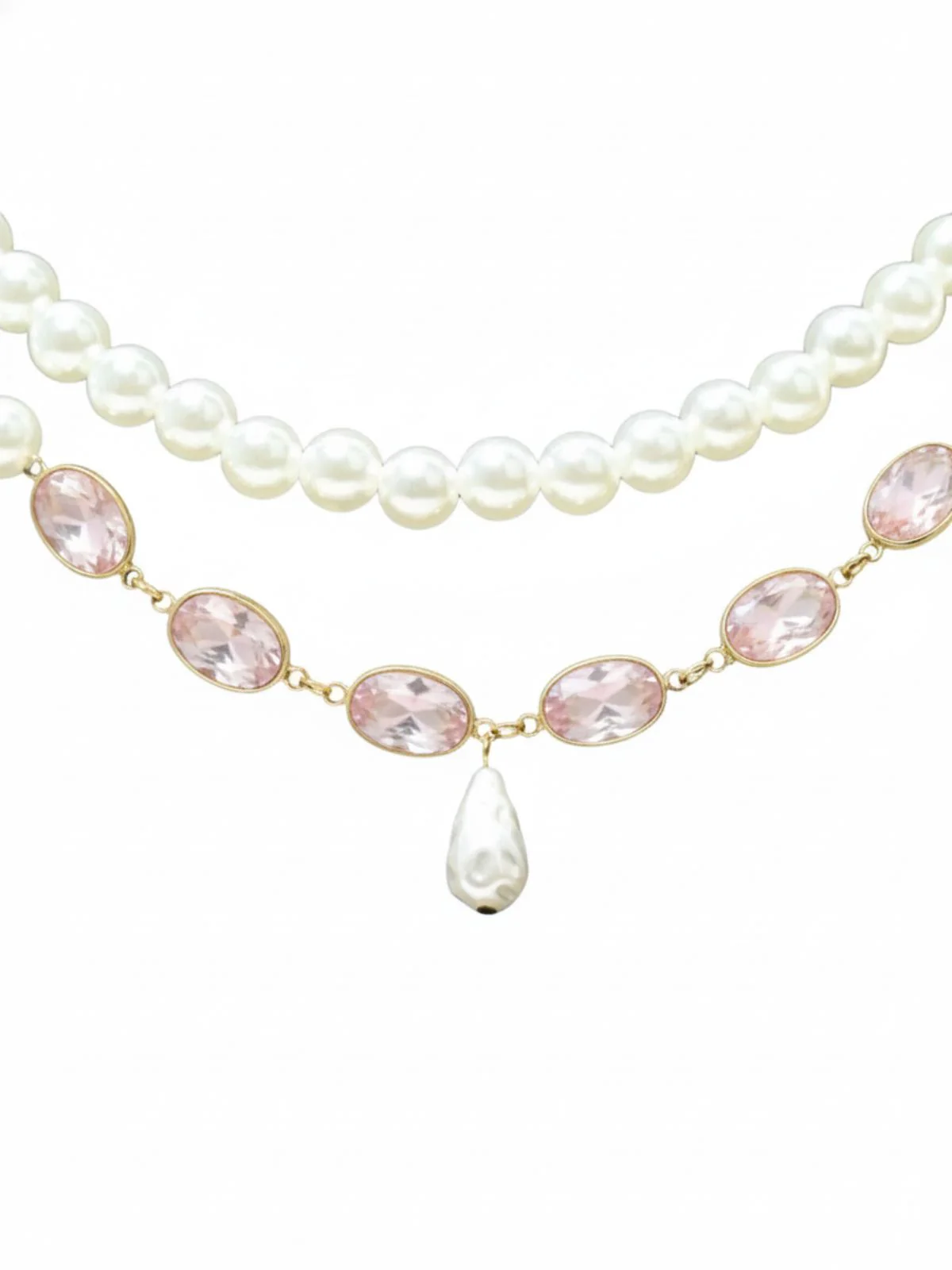 Odette White & Pink Alloy Embellished Neckpiece For Women - Image 3