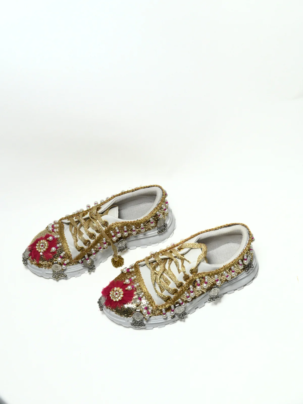Odette White & Pink Embellished Shoes For Women - Image 2
