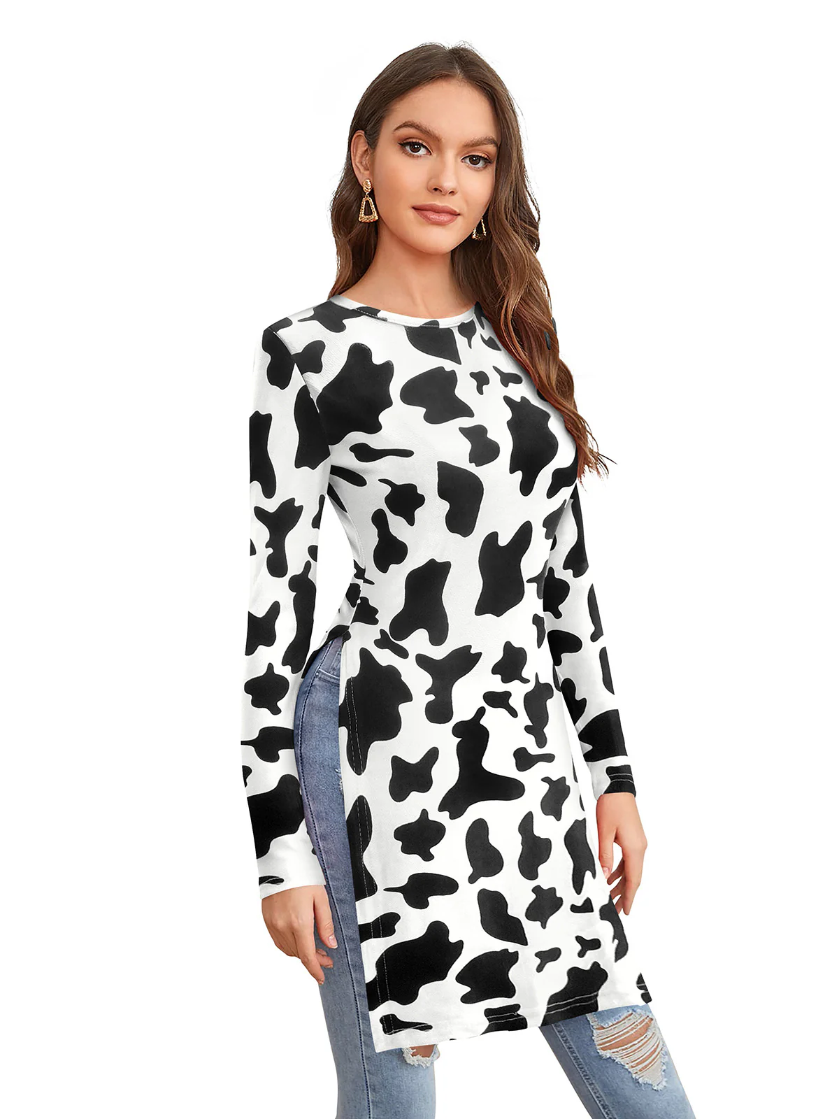 Odette White Polyester Printed Long Top For Women - Image 2