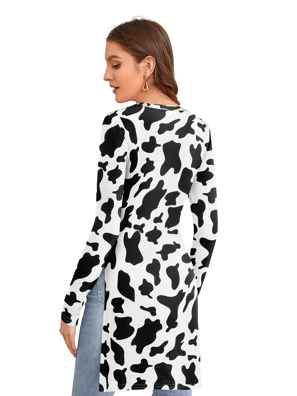 Odette White Polyester Printed Long Top For Women - Image 4