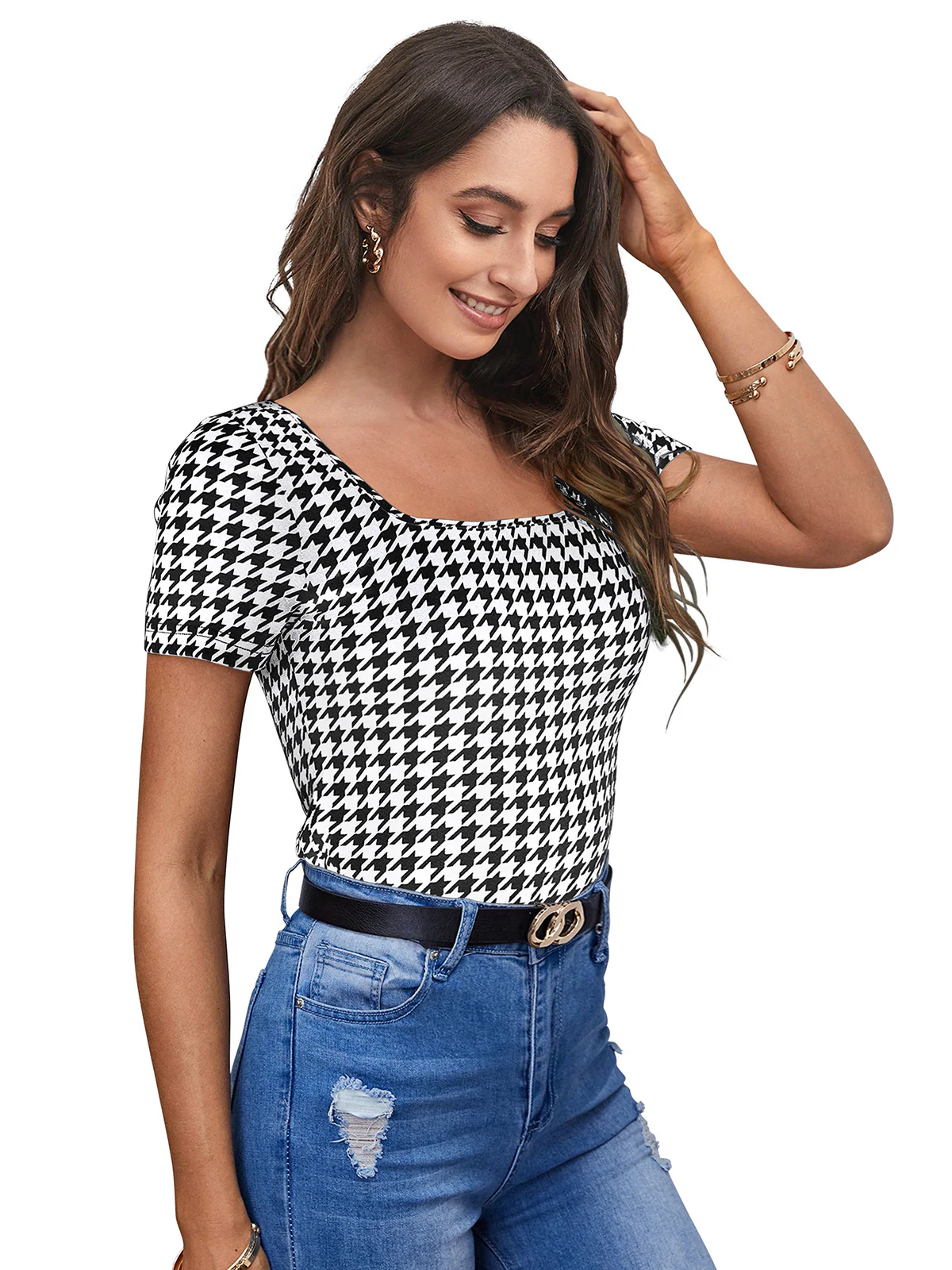 Odette White Polyester Printed Top For Women - Image 2
