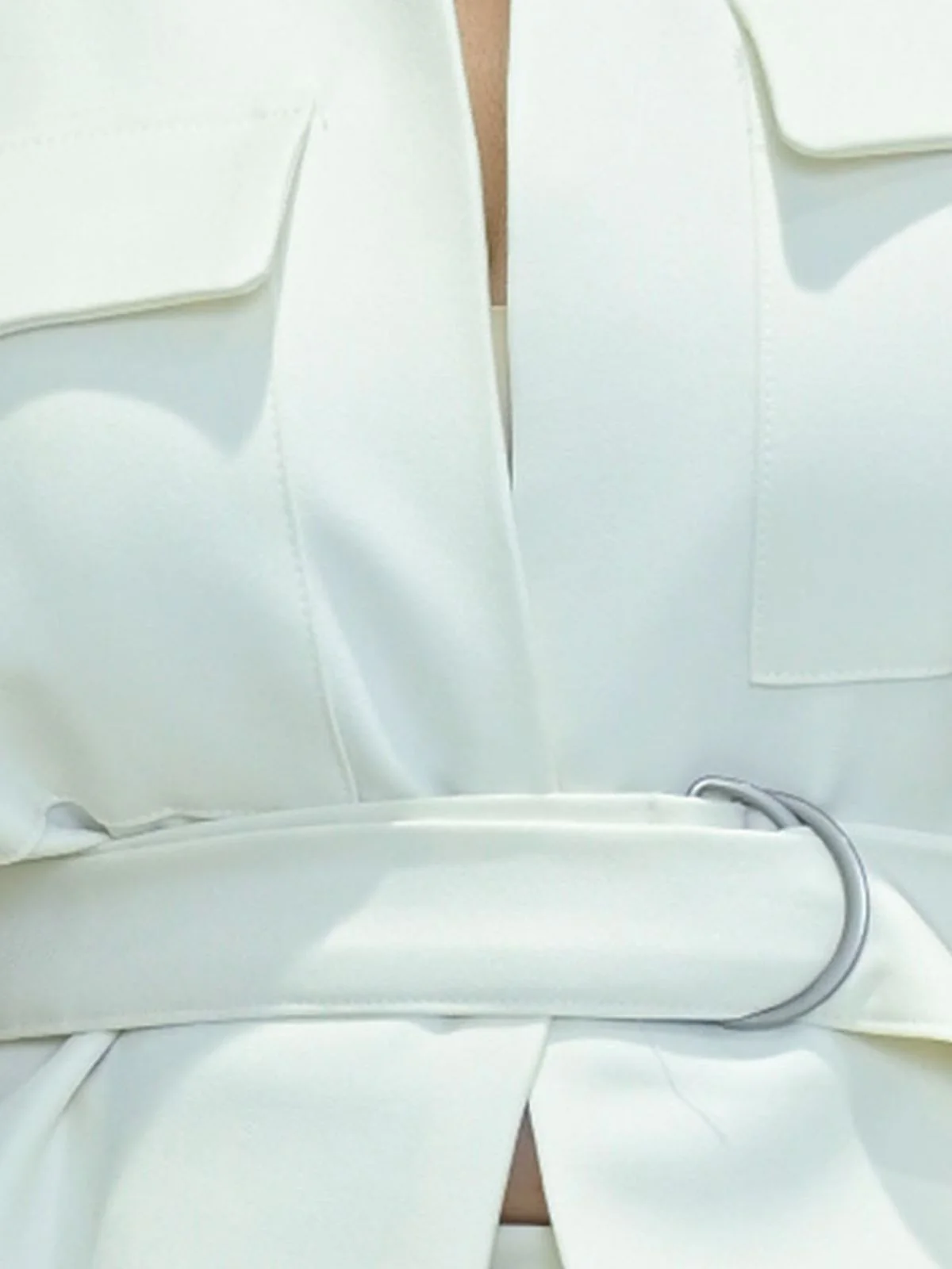 Odette White Polyester Solid Co-Ord Set For Women - Image 5