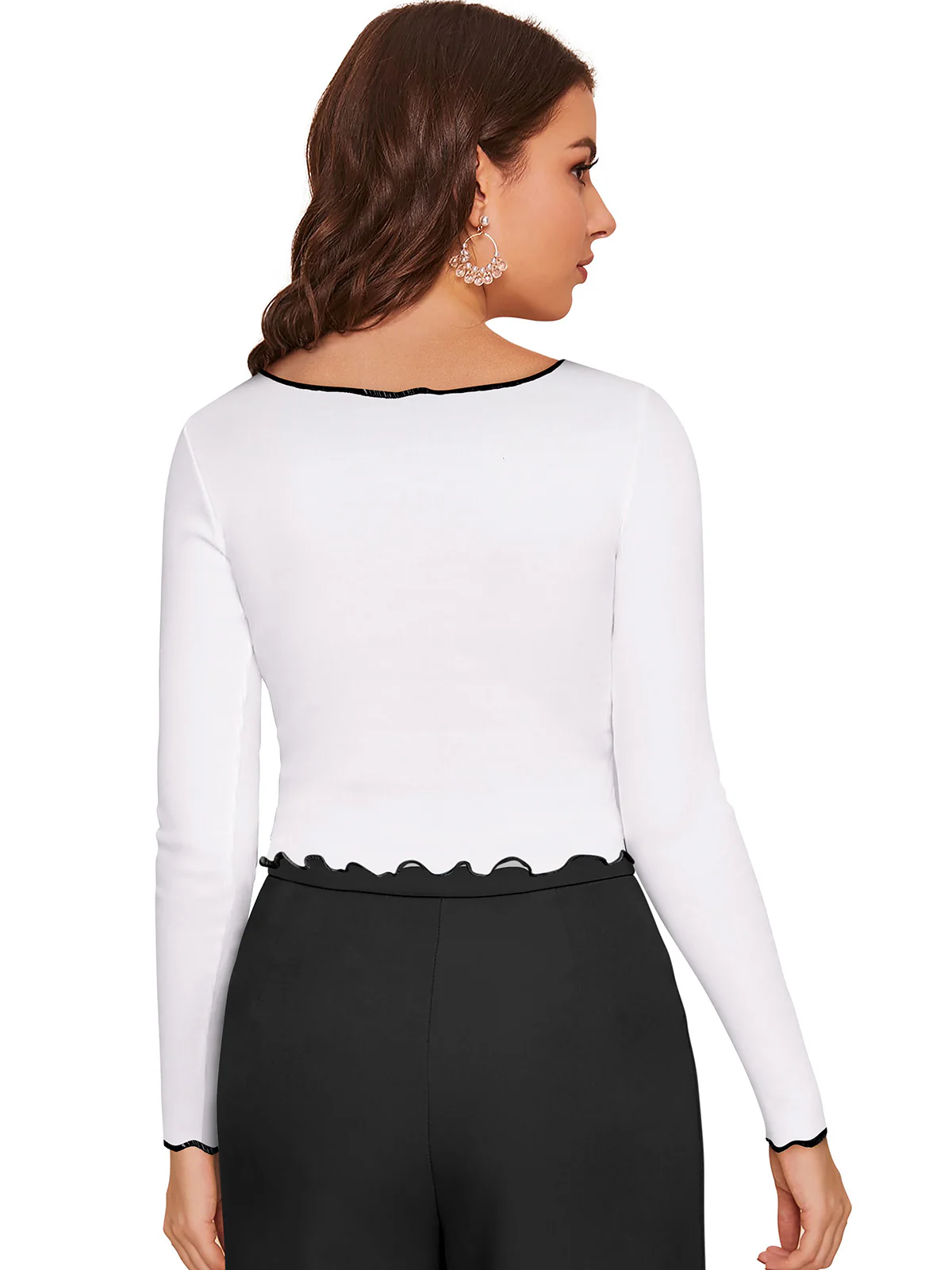 Odette White Polyester Striped Top For Women - Image 4