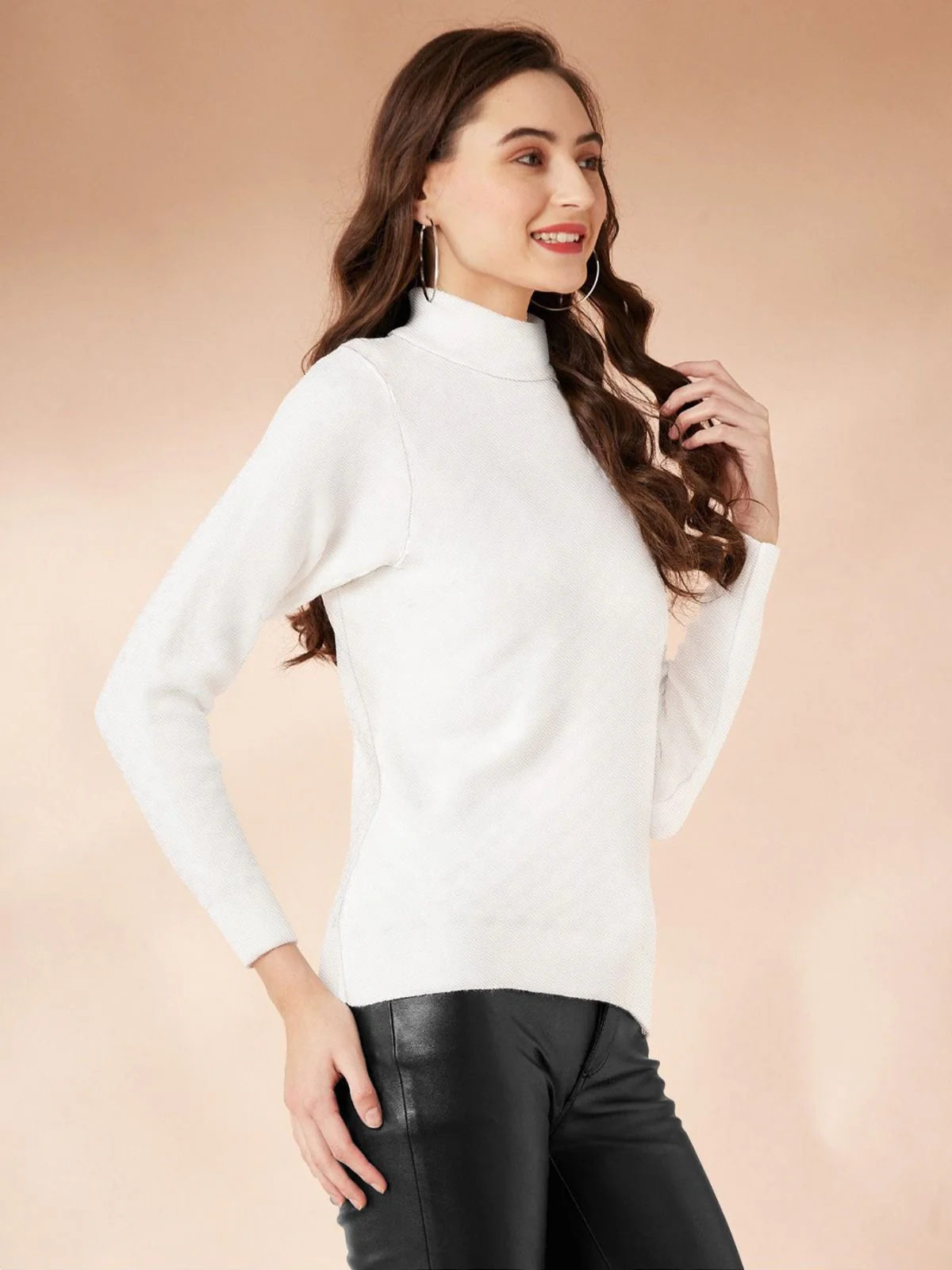 Odette White Polyster Solid Top For Women - Image 2