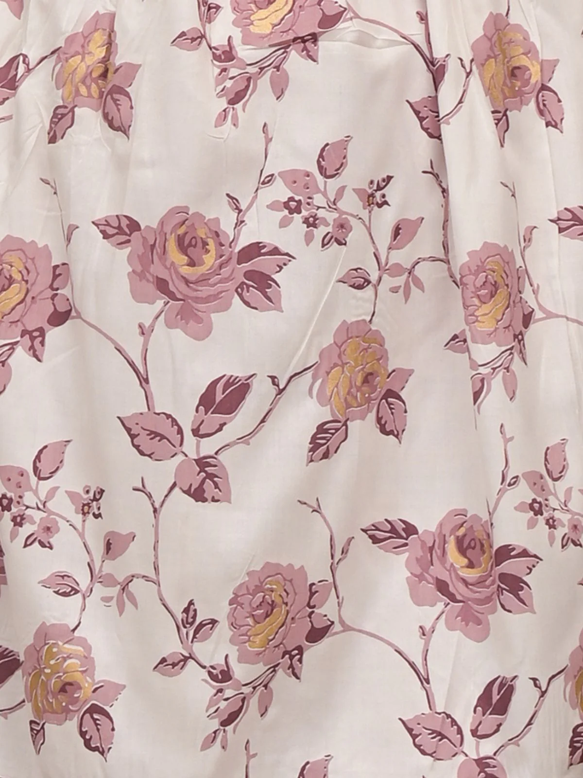 Odette White and Pink Printed Cotton Stitched Kurta Set For Women - Image 5