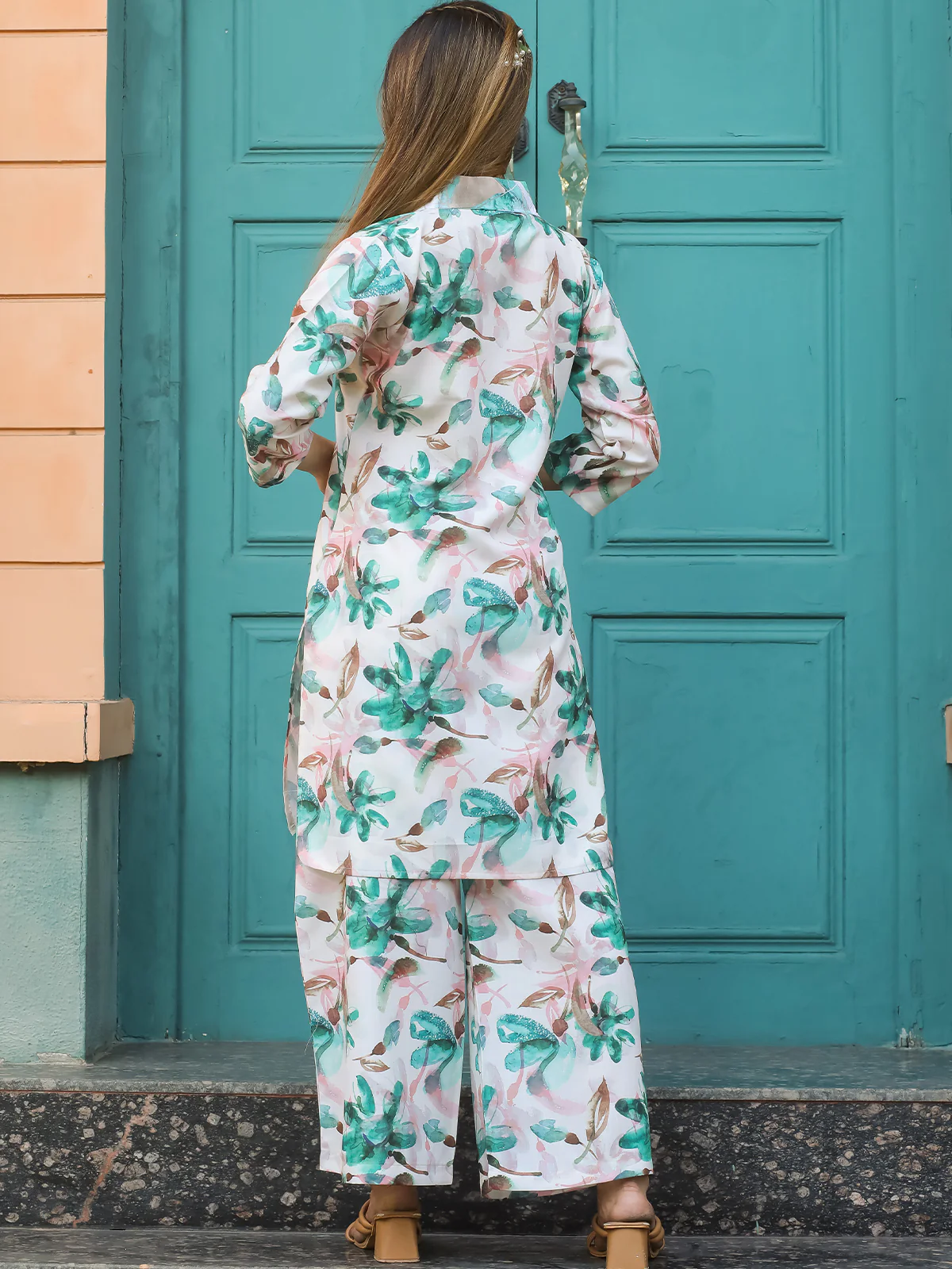 Odette White Cotton Printed Stitched Co Ord Set for Women - Image 3